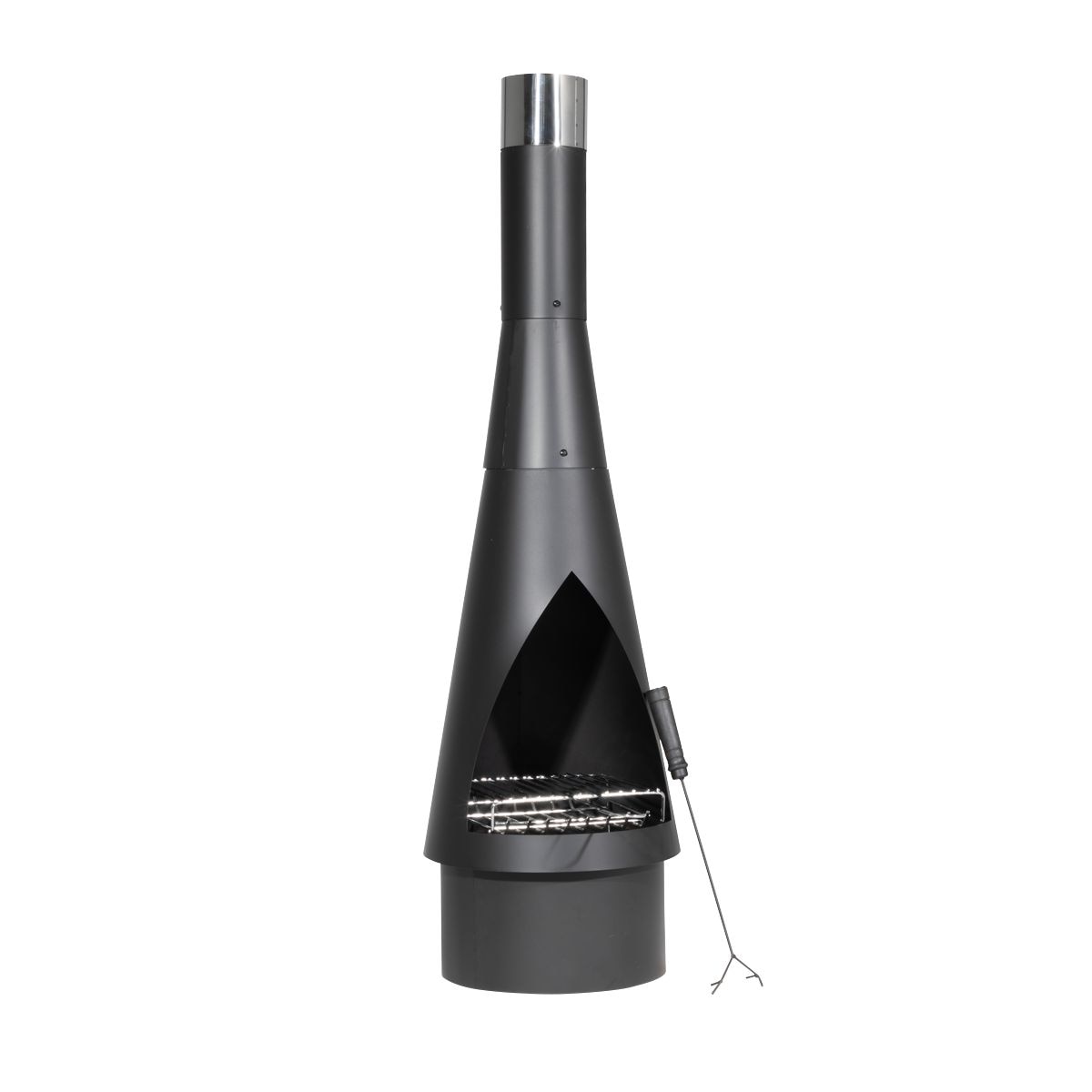 Dellonda Outdoor Chiminea, Fireplace, Fire Pit, Heater, Durable, Black Steel - Image 1