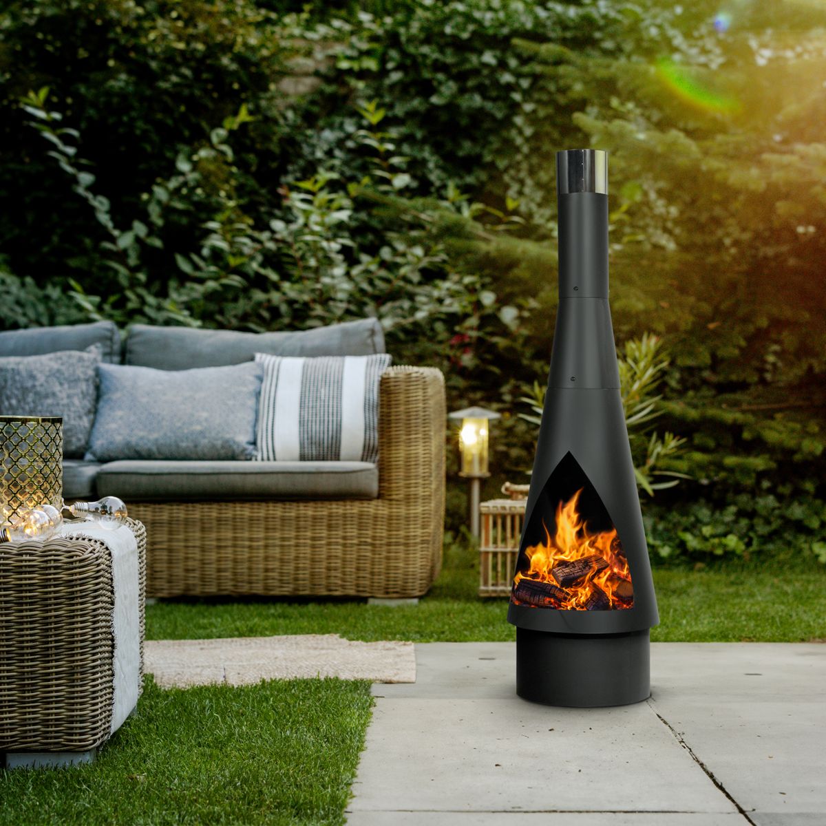 Dellonda Outdoor Chiminea, Fireplace, Fire Pit, Heater, Durable, Black Steel - Image 7