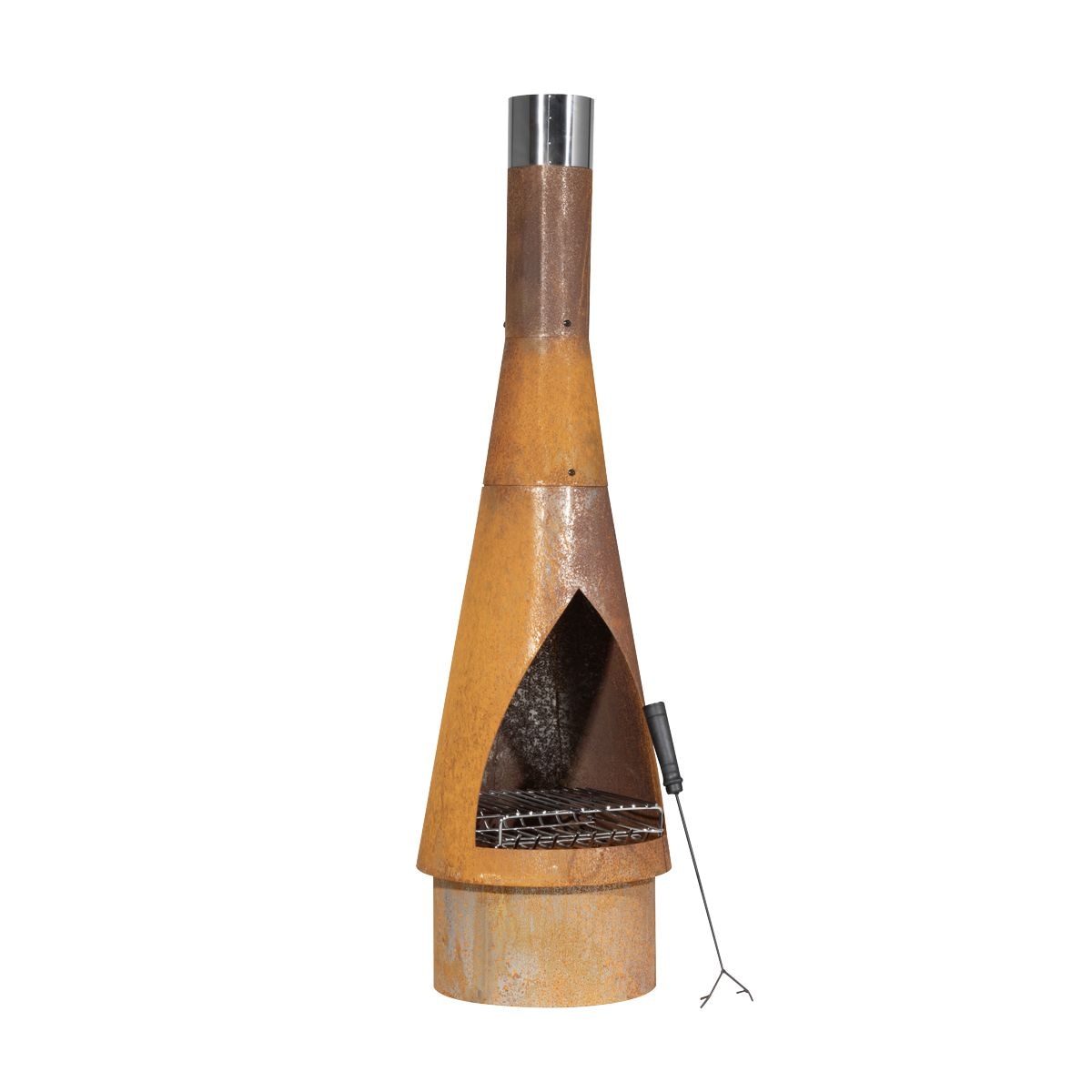 Dellonda Outdoor/Garden/Patio Conical Chiminea, Fireplace, Fire Pit, Heater, H127cm - Corten Steel - Image 1