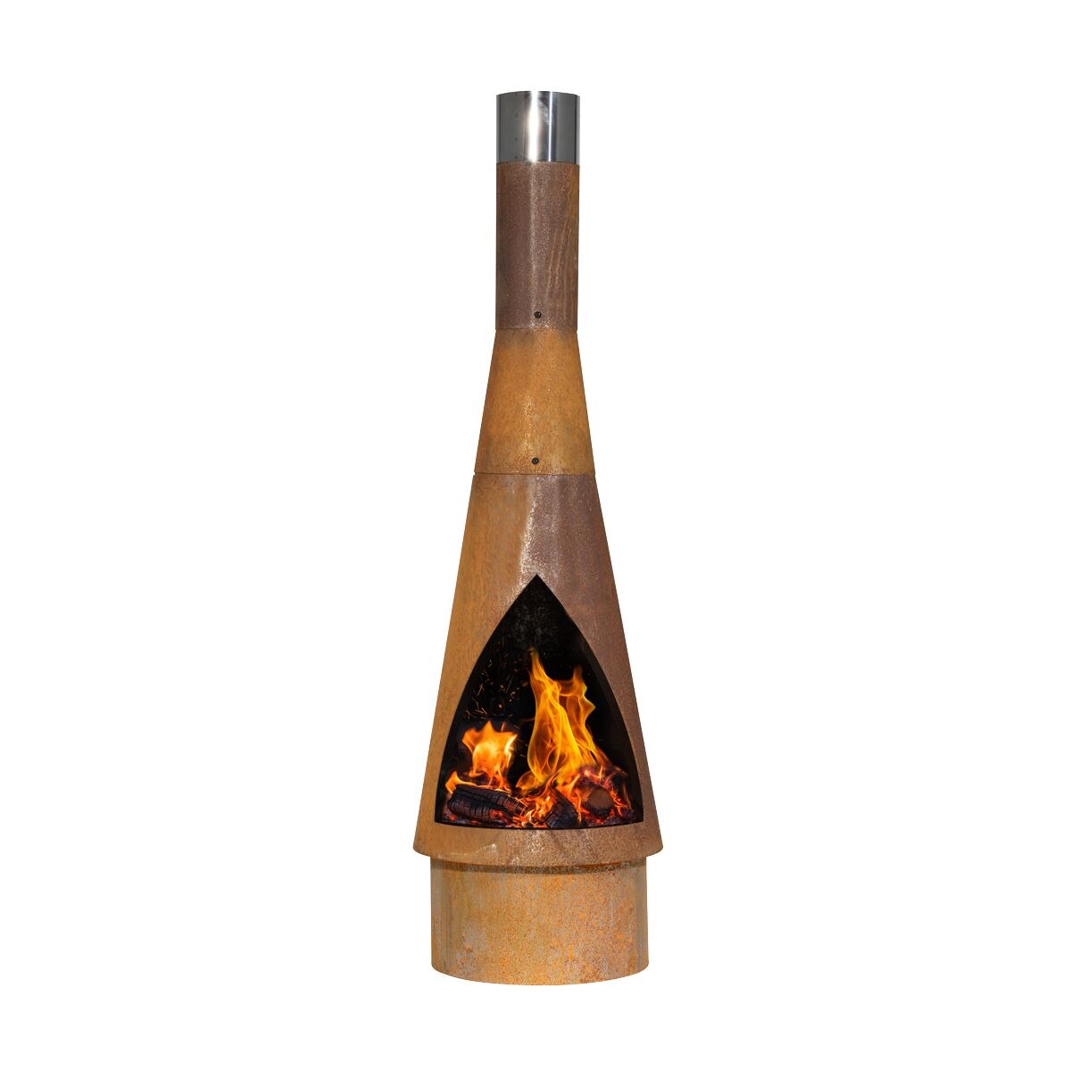 Dellonda Outdoor/Garden/Patio Conical Chiminea, Fireplace, Fire Pit, Heater, H127cm - Corten Steel - Image 2