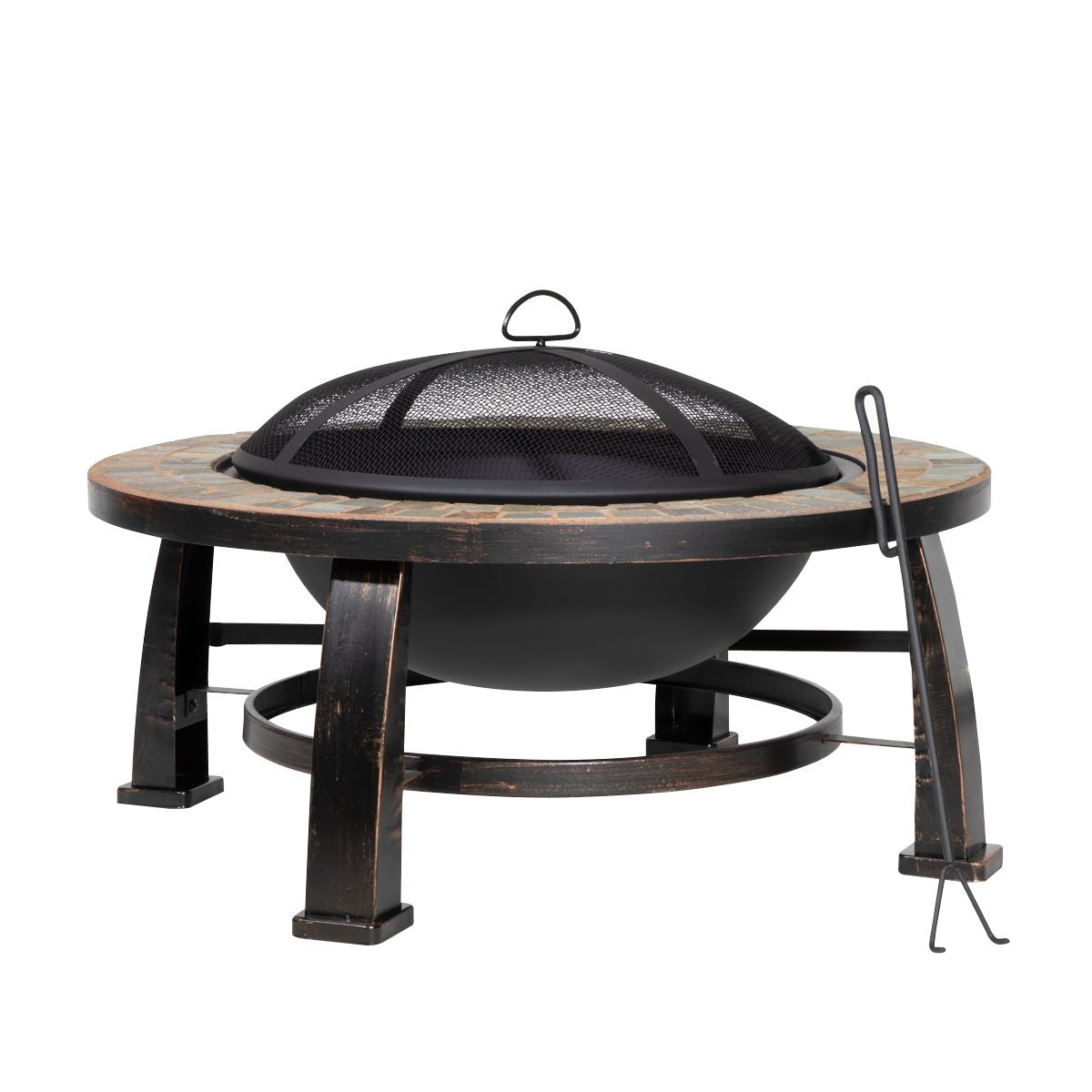 Dellonda 30" Deluxe Traditional Style Fire Pit/Fireplace/Outdoor Heater - Slate - Image 1