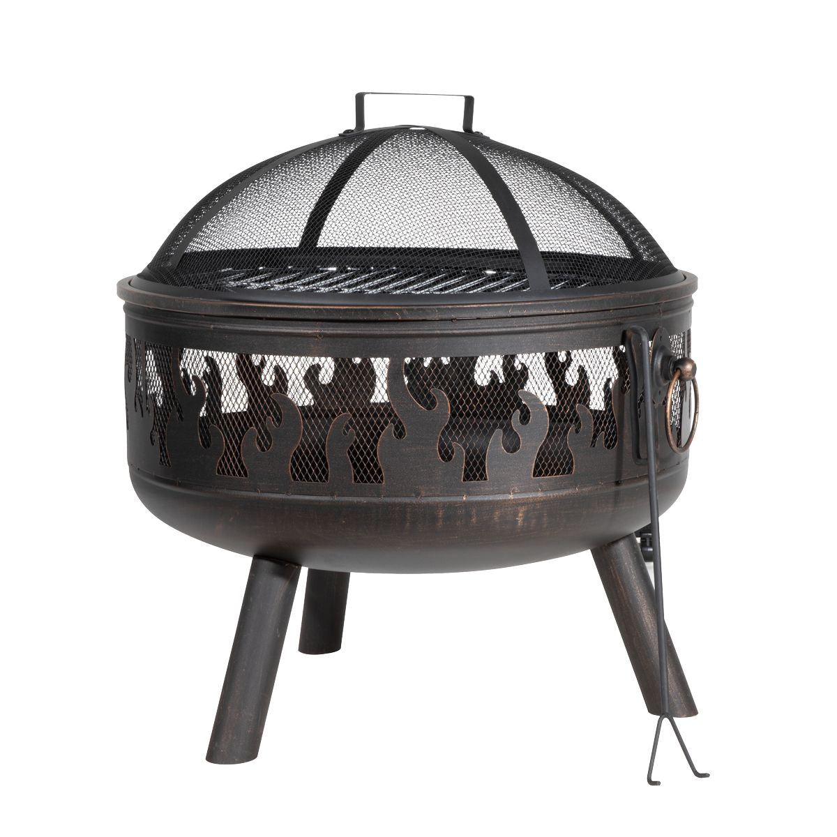 Dellonda Deluxe Fire Pit Fireplace Outdoor Patio Heater, Cooking Grill & Poker - Image 1