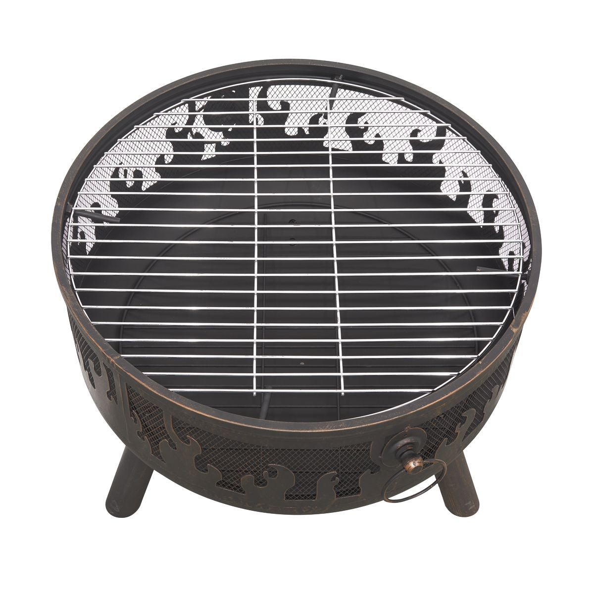 Dellonda Deluxe Fire Pit Fireplace Outdoor Patio Heater, Cooking Grill & Poker - Image 3