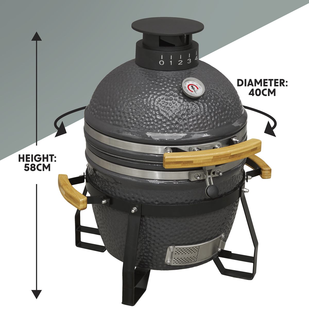 Dellonda Deluxe 16"(40cm) Ceramic Kamado Style BBQ - Image 2