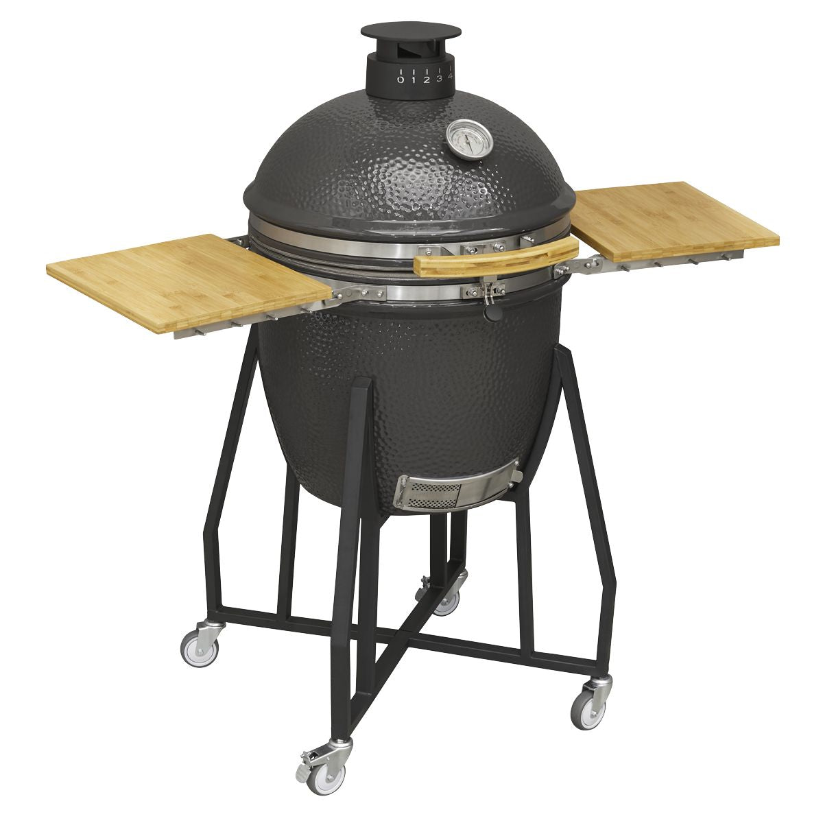 Dellonda Deluxe 22"(56cm) Ceramic Kamado Style BBQ with Wheeled Stand - Image 1