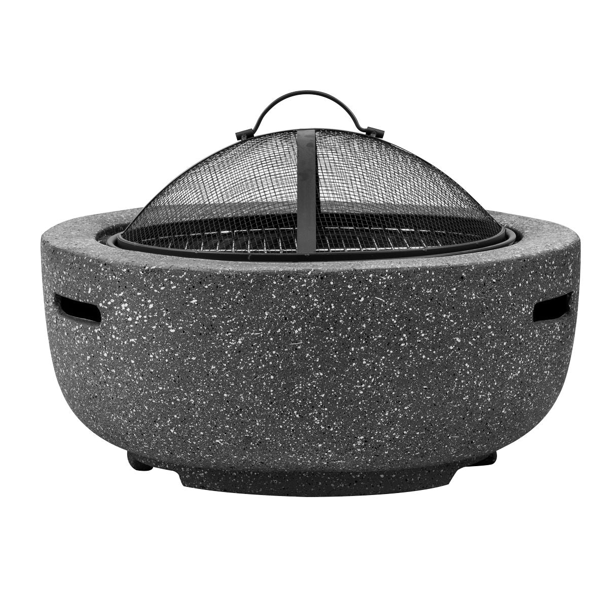 Dellonda Round MgO Fire Pit with BBQ Grill, √ò60cm, Safety Mesh Screen - Dark Grey - Image 4