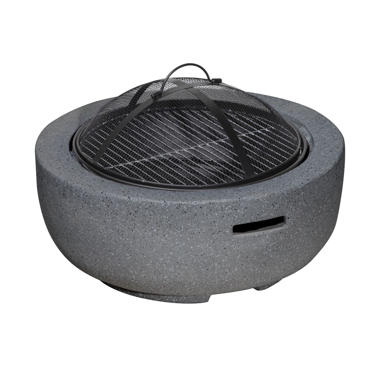 Dellonda Round MgO Fire Pit with BBQ Grill, √ò60cm, Safety Mesh Screen - Dark Grey - Image 5