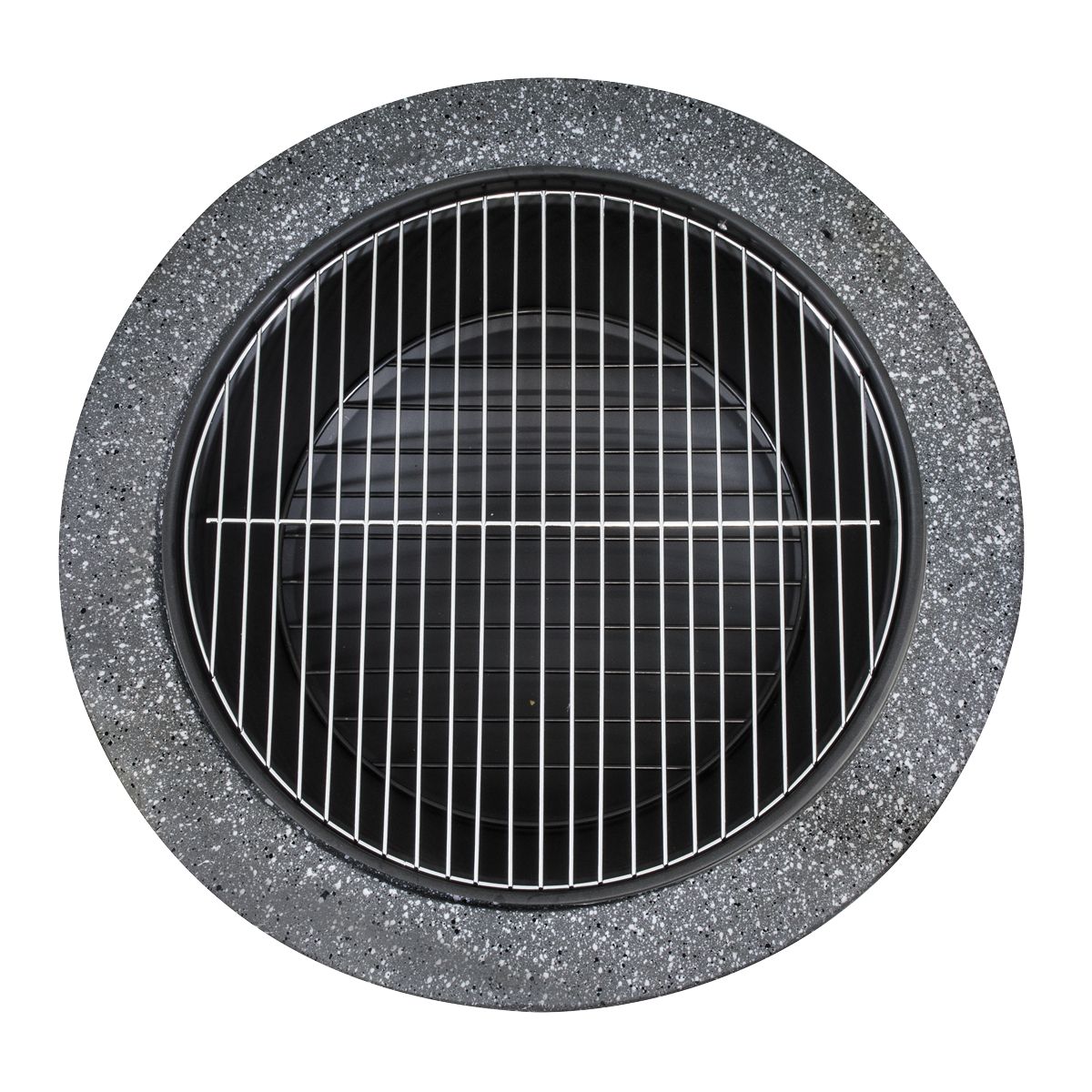 Dellonda Round MgO Fire Pit with BBQ Grill, √ò75cm, Safety Mesh Screen - Dark Grey - Image 2