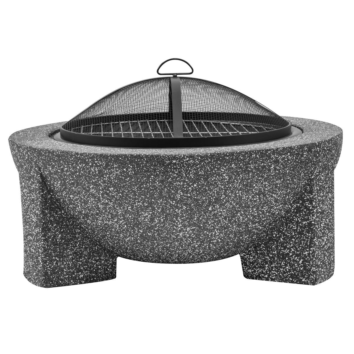 Dellonda Round MgO Fire Pit with BBQ Grill, √ò75cm, Safety Mesh Screen - Dark Grey - Image 4