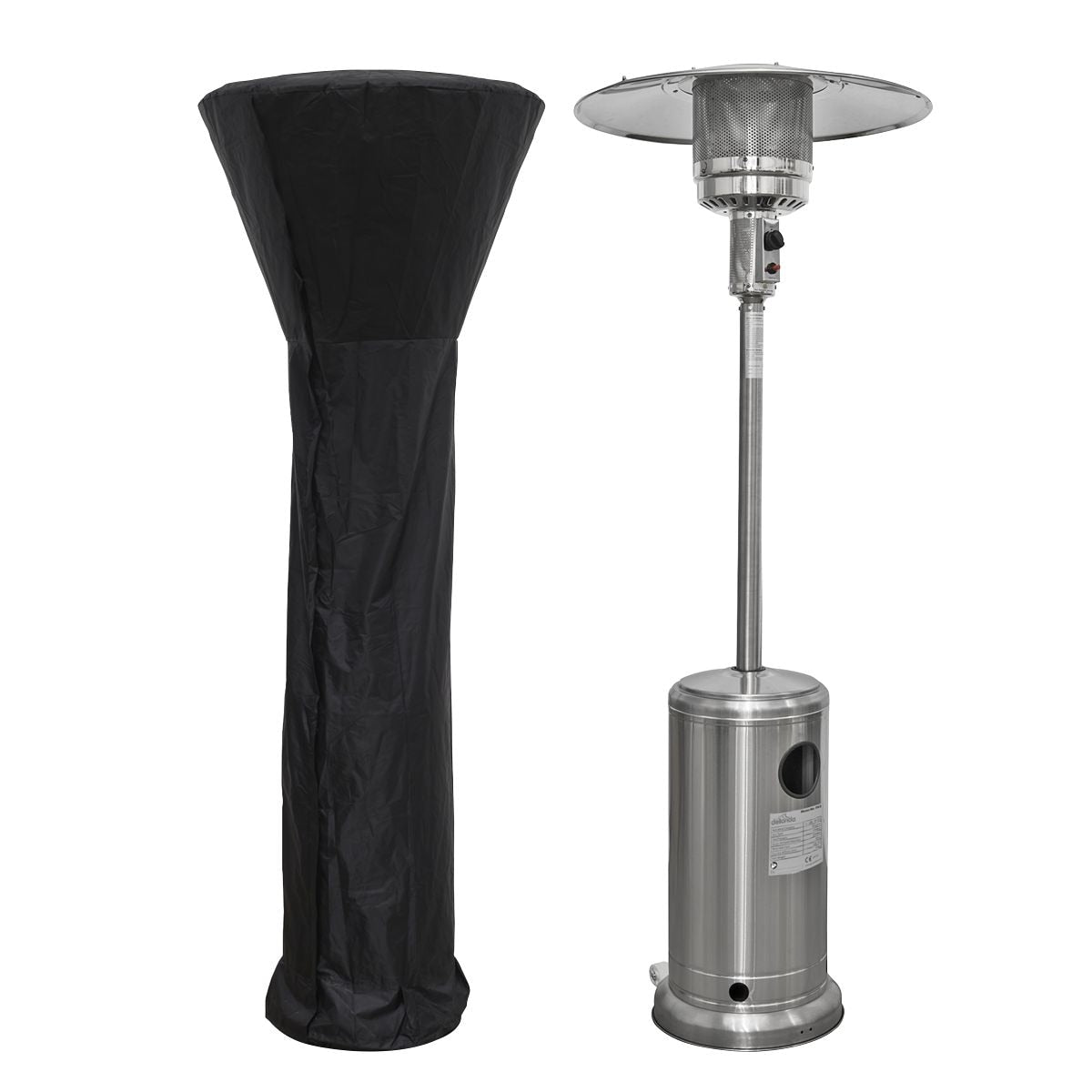 Dellonda Freestanding Gas Patio Heater 13kW with Wheels Supplied with Cover, Stainless Steel - Image 1