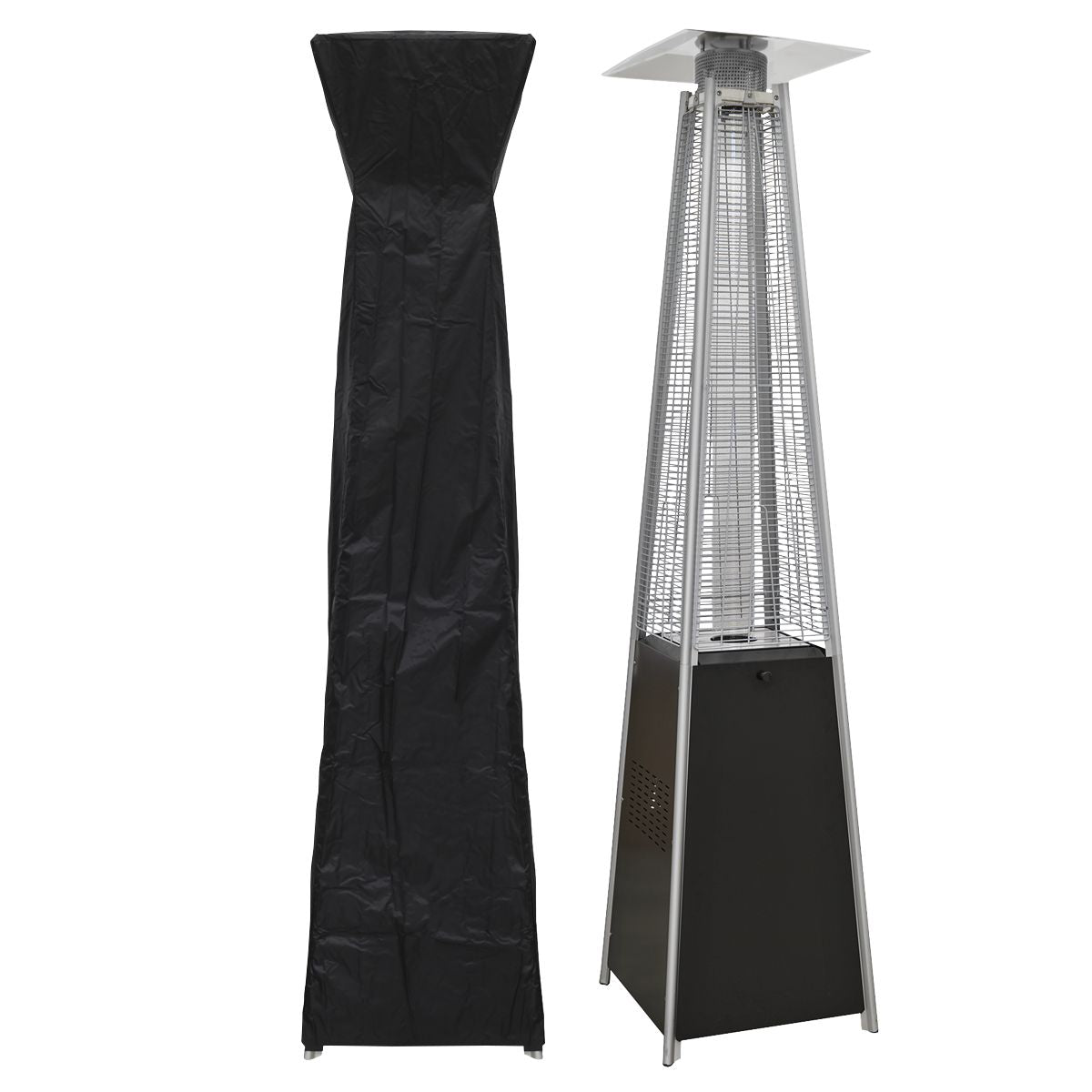 Dellonda Pyramid Gas Patio Heater 13kW for Commercial & Domestic Use, Supplied with Cover, Black - Image 1