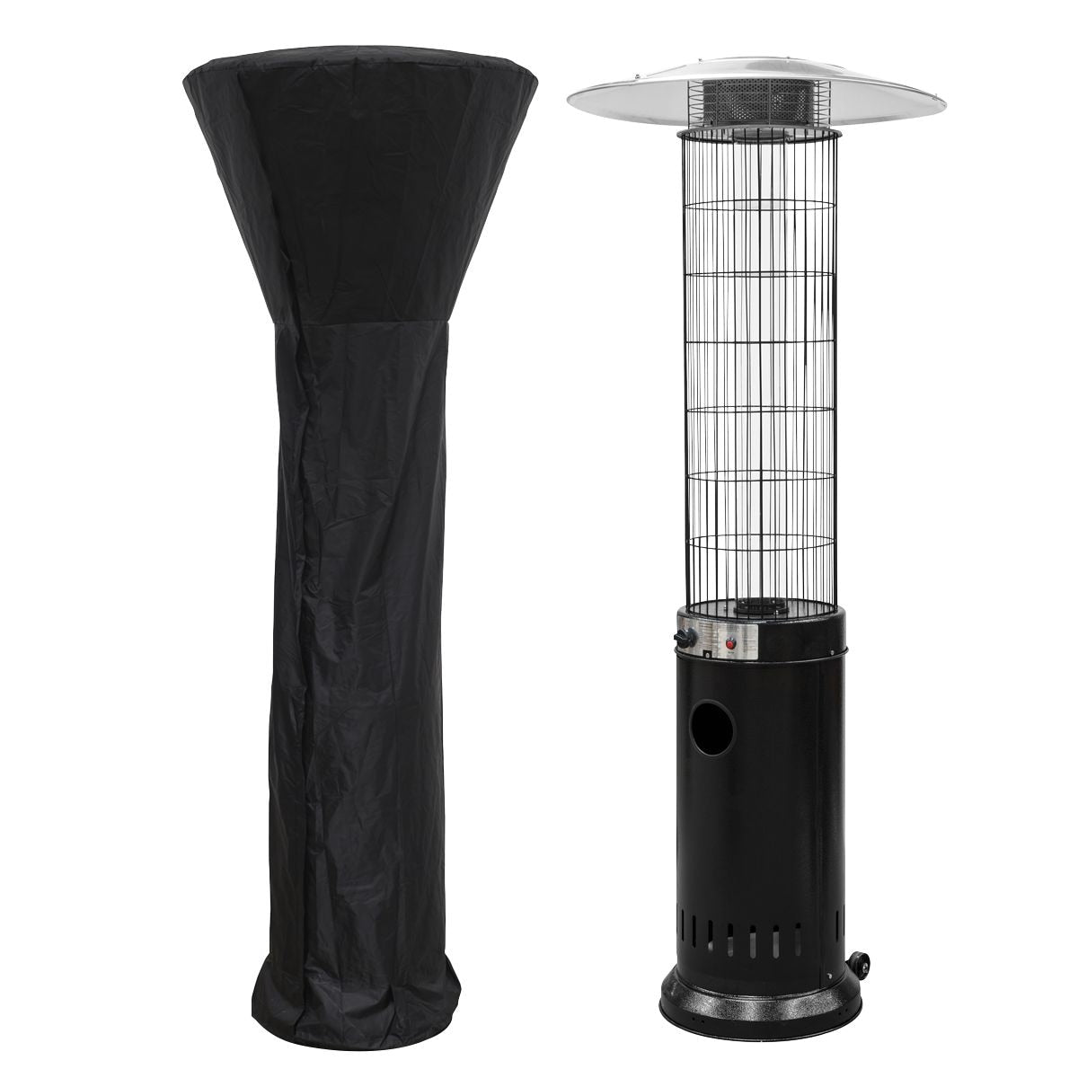 Dellonda Gas Patio Heater 13kW , Black, Supplied with Water Resistant Cover - Image 1