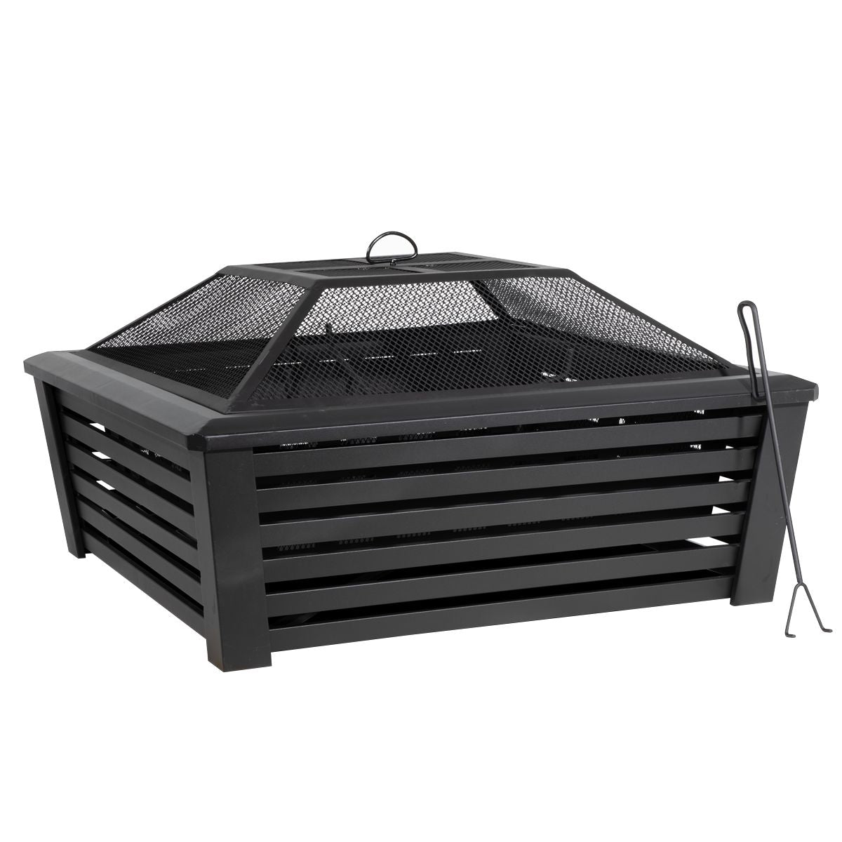 Dellonda 35" Square Outdoor Fire Pit, Black