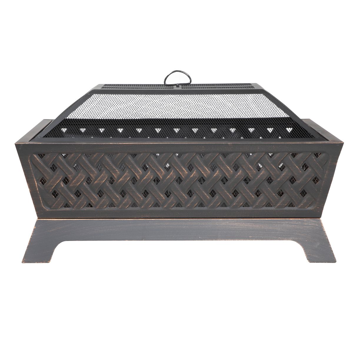 Dellonda 35" Rectangular Outdoor Fire Pit, Antique Bronze Effect - Image 3