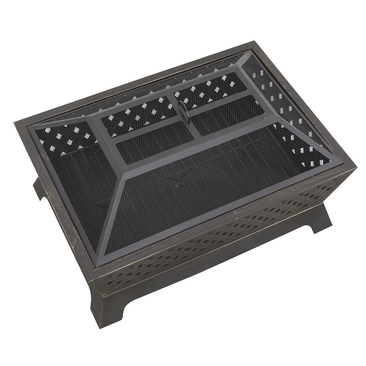 Dellonda 35" Rectangular Outdoor Fire Pit, Antique Bronze Effect - Image 5