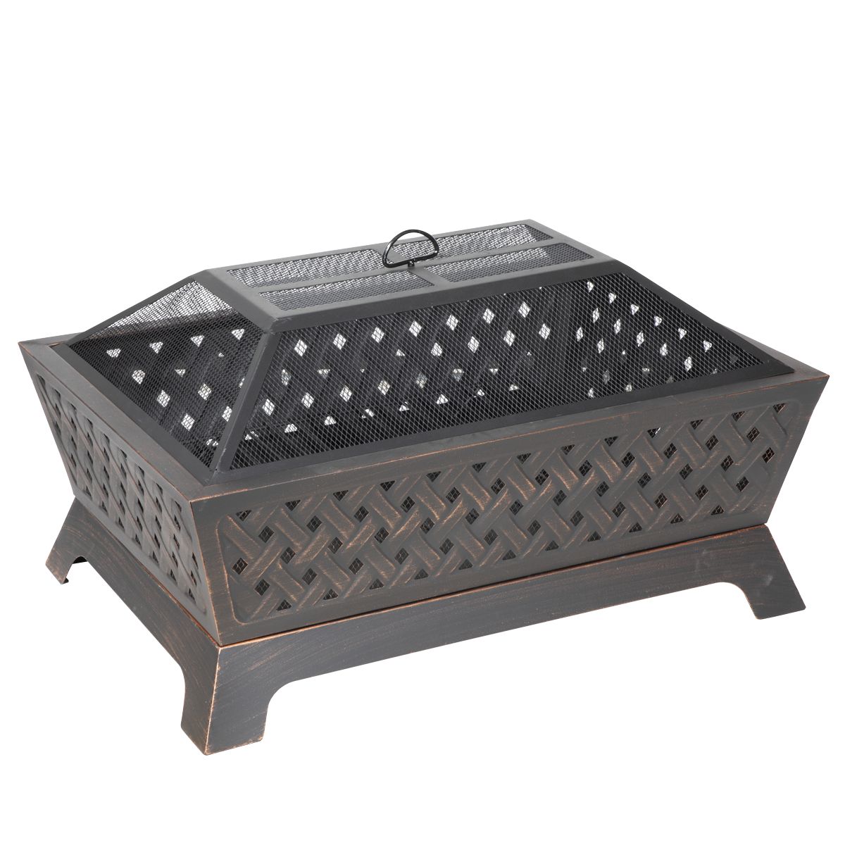 Dellonda 35" Rectangular Outdoor Fire Pit, Antique Bronze Effect - Image 6