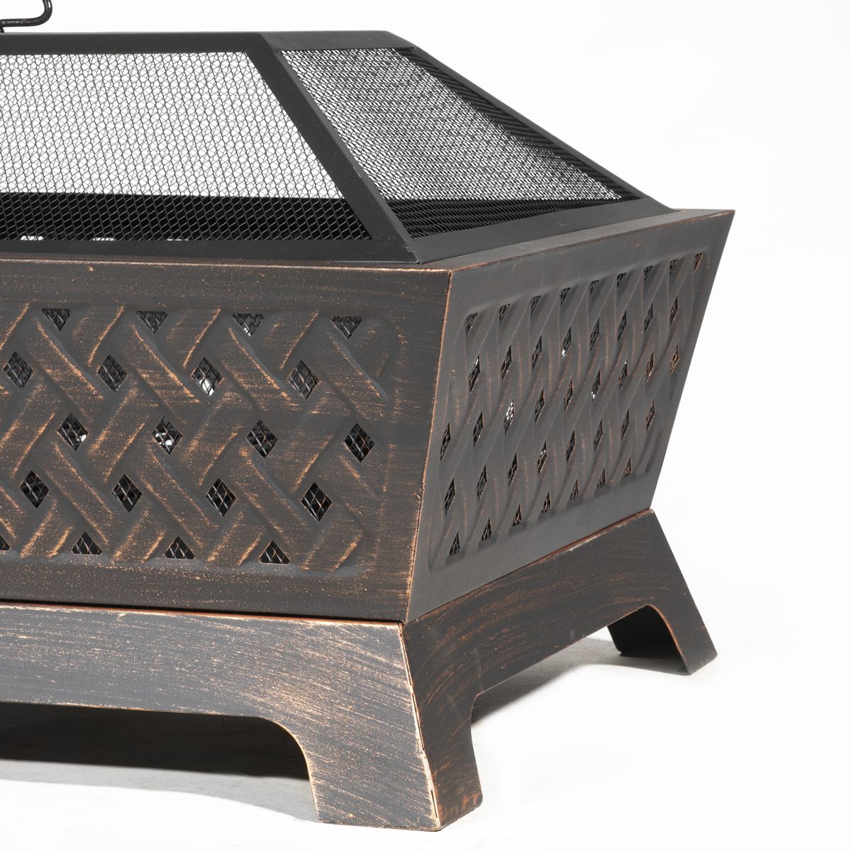 Dellonda 35" Rectangular Outdoor Fire Pit, Antique Bronze Effect - Image 7