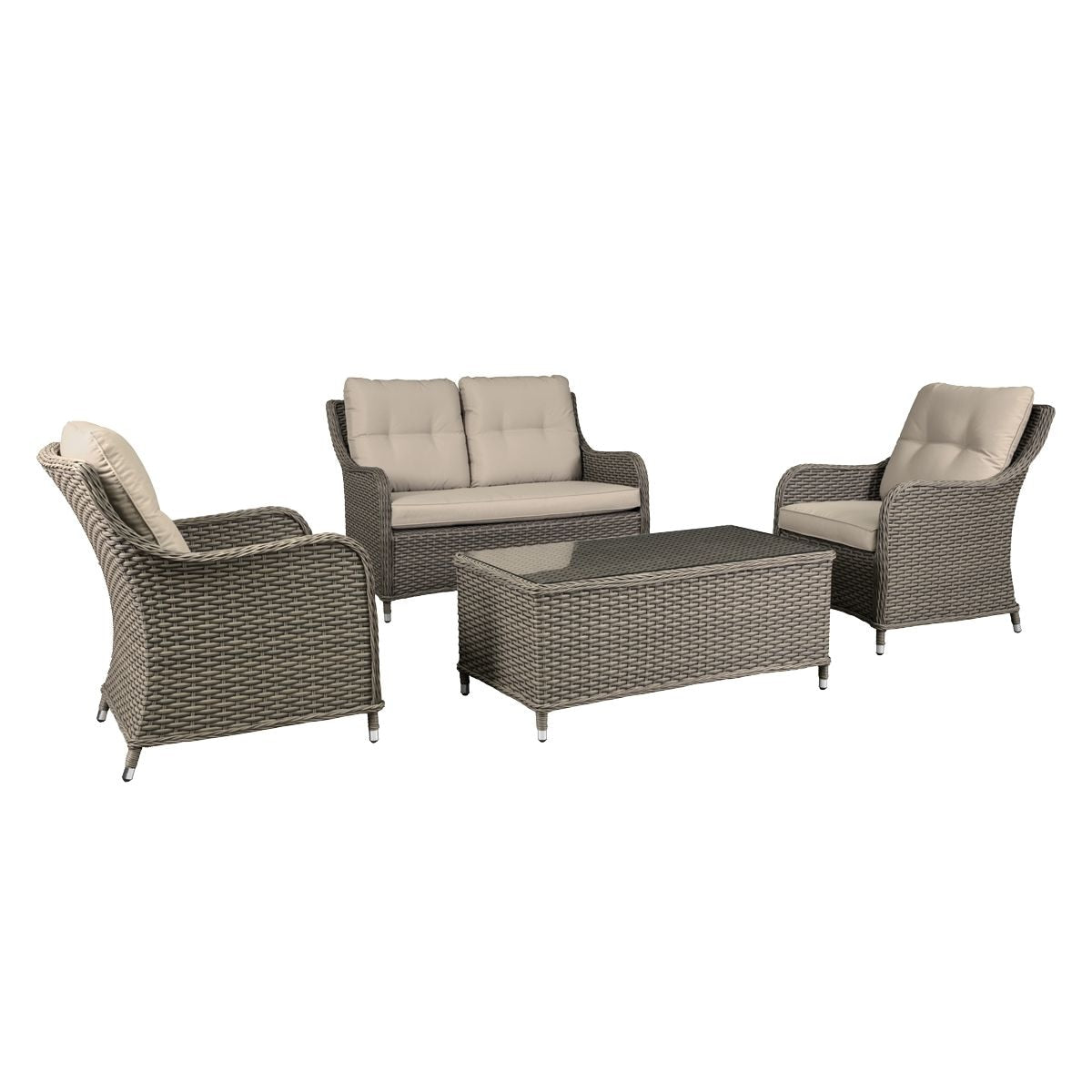 Dellonda Chester Rattan Wicker Outdoor Lounge Set 4pc