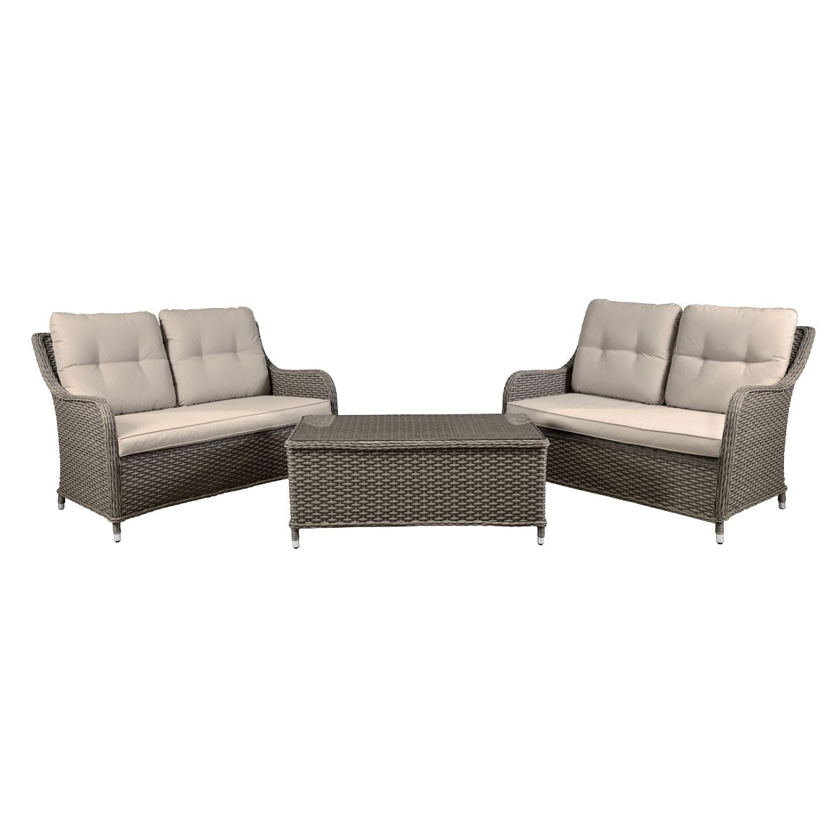 Dellonda Chester Rattan Wicker Outdoor Lounge Set 3pc