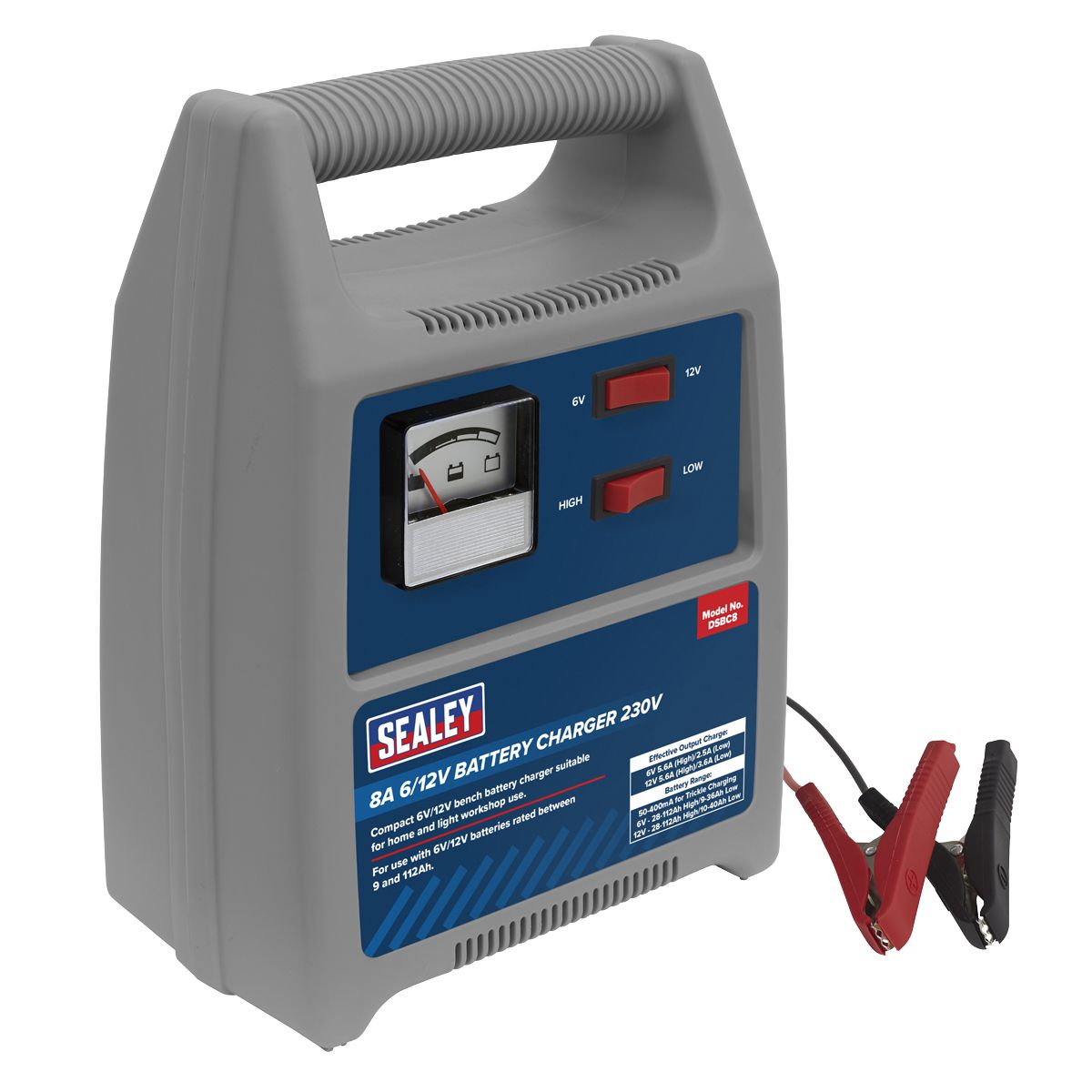 Sealey 6/12V Battery Charger 8A 230V - Image 1