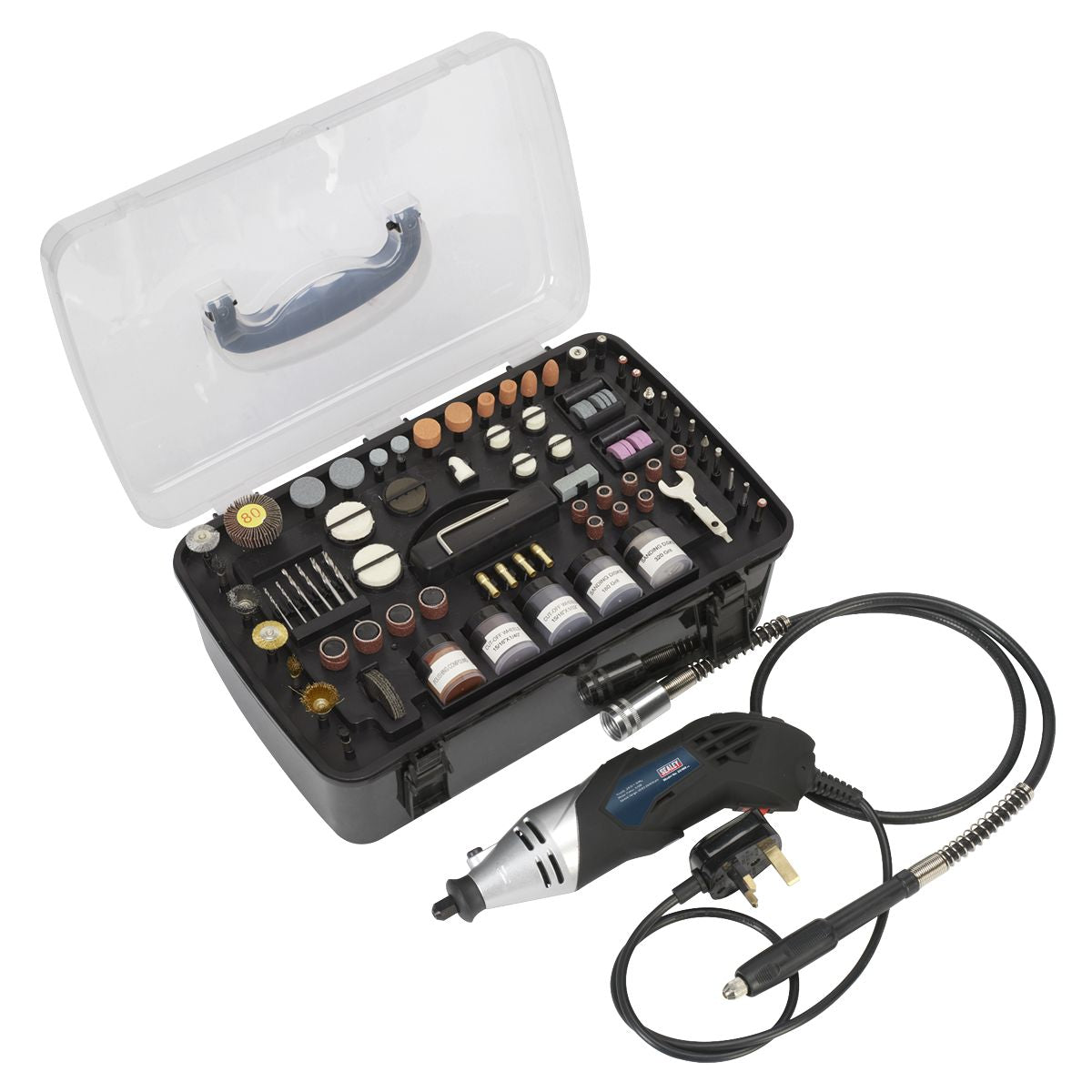 Sealey Multipurpose Rotary Tool & Engraver Kit 230V 219pc - Image 1