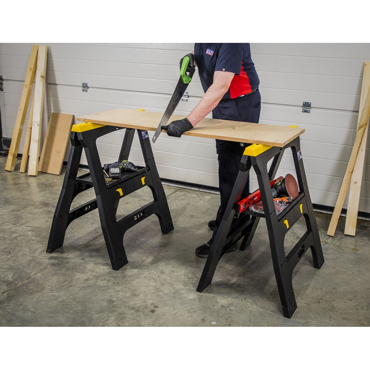 Sealey Heavy-Duty Folding Composite Trestles - Image 8