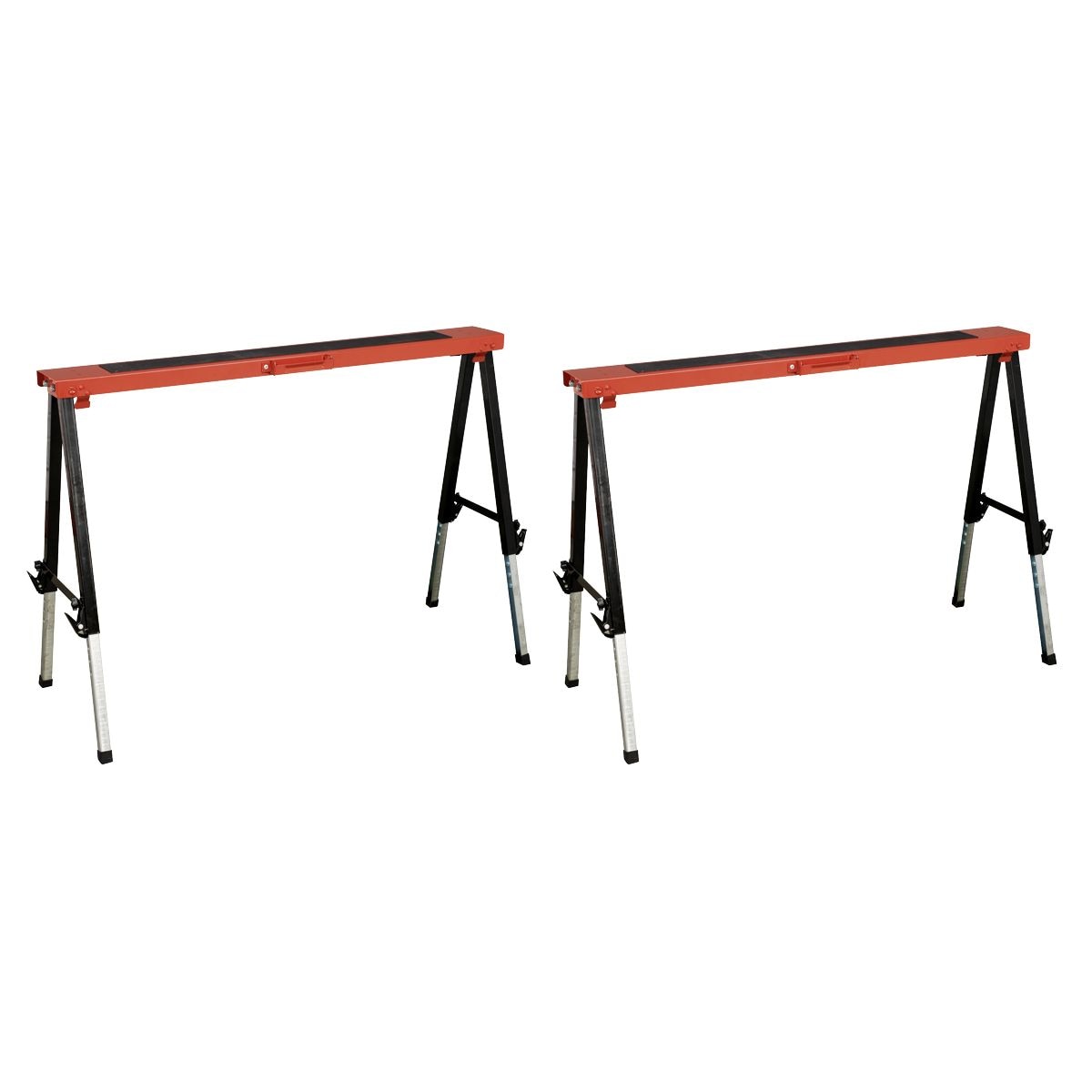 Sealey Fold Down Trestle with Adjustable Legs - Pair - Image 1