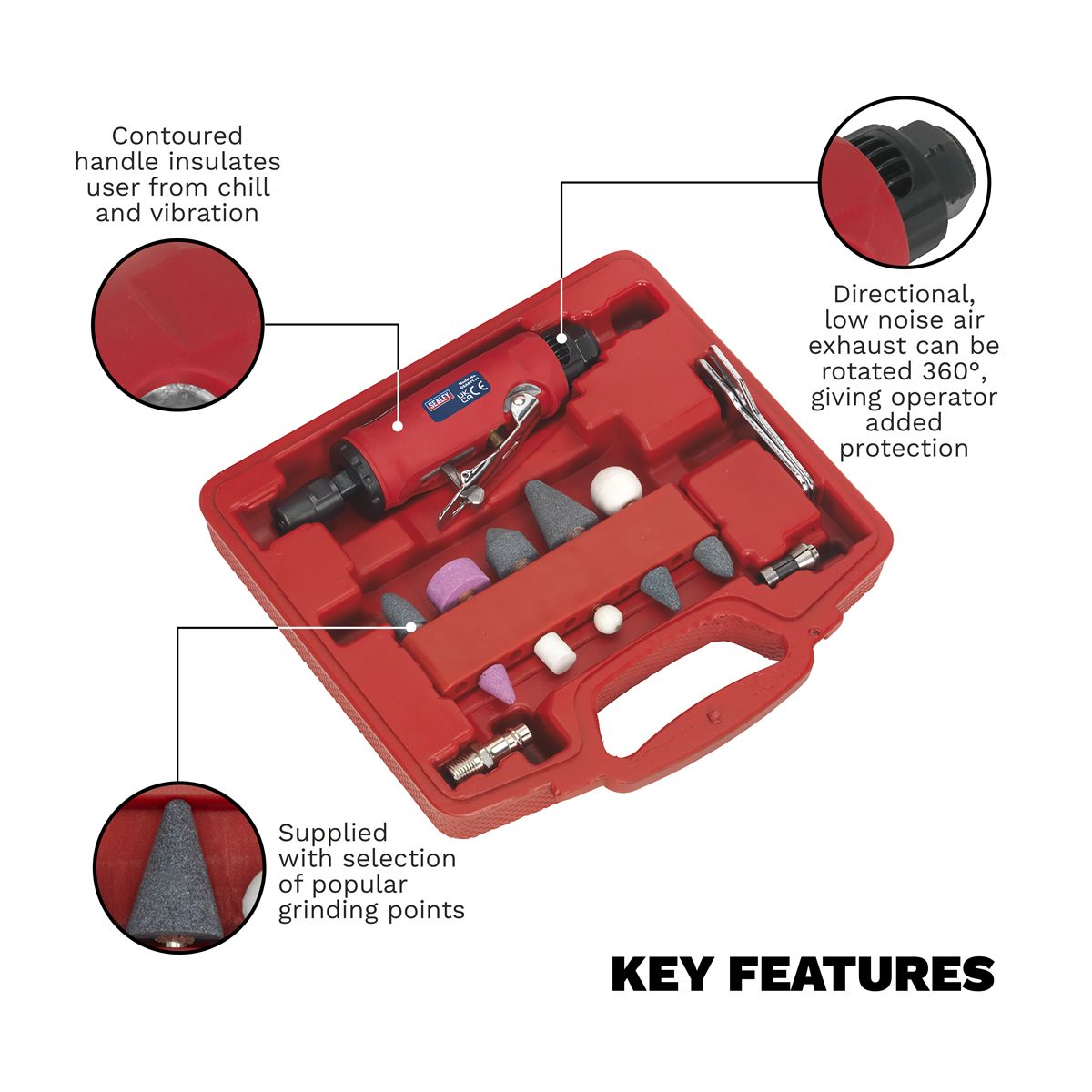 Sealey Generation Air Die Grinder Kit 15pc - Image 2