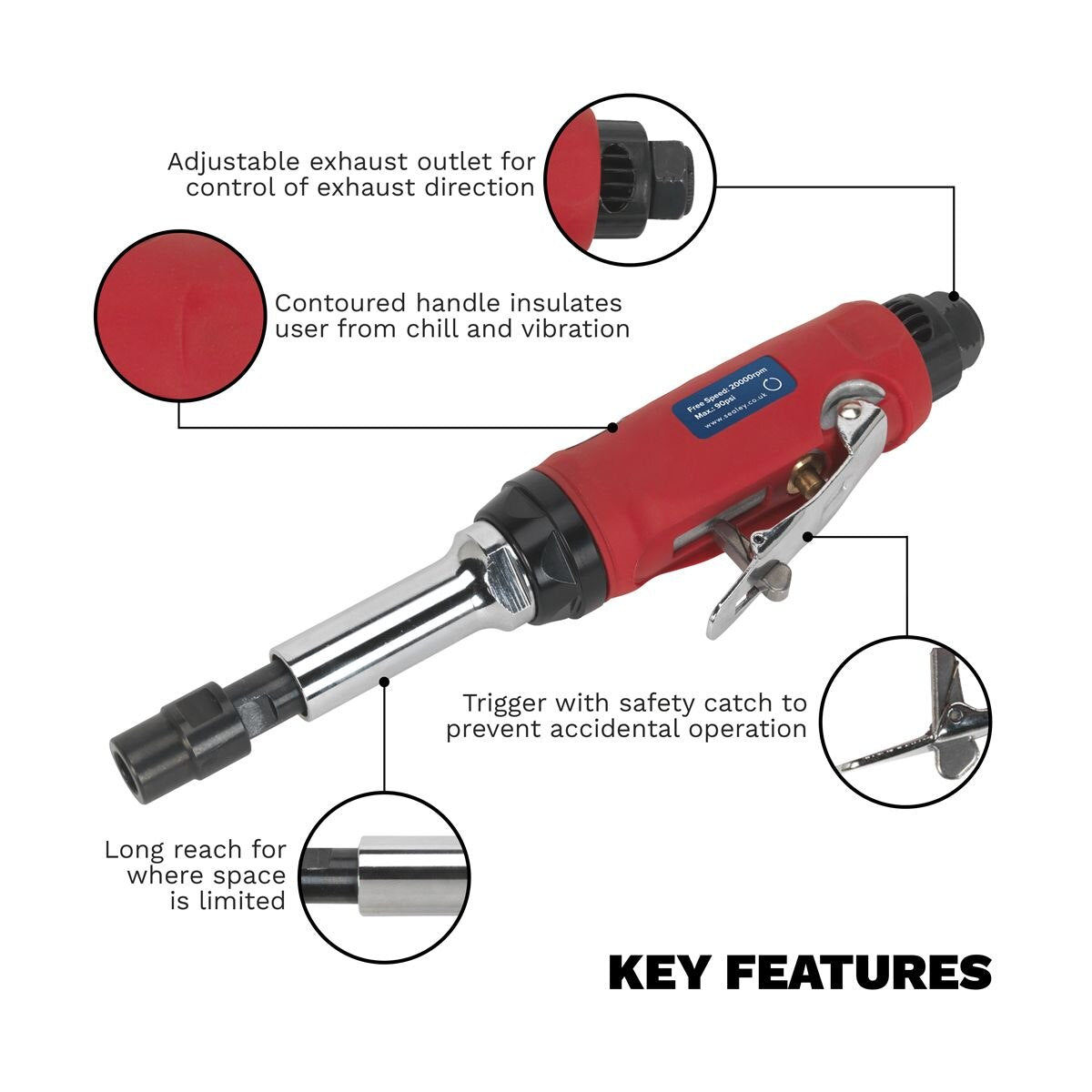 Sealey Generation Long Reach Air Die Grinder - Image 2