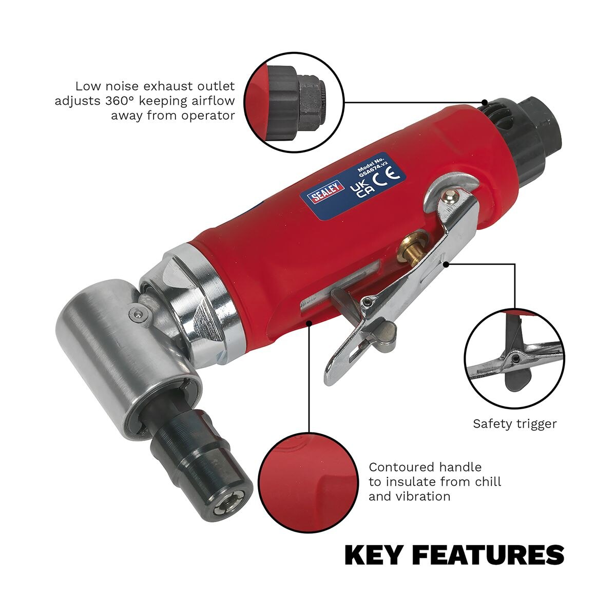 Sealey Generation 90¬∞ Angle Air Die Grinder - Image 5