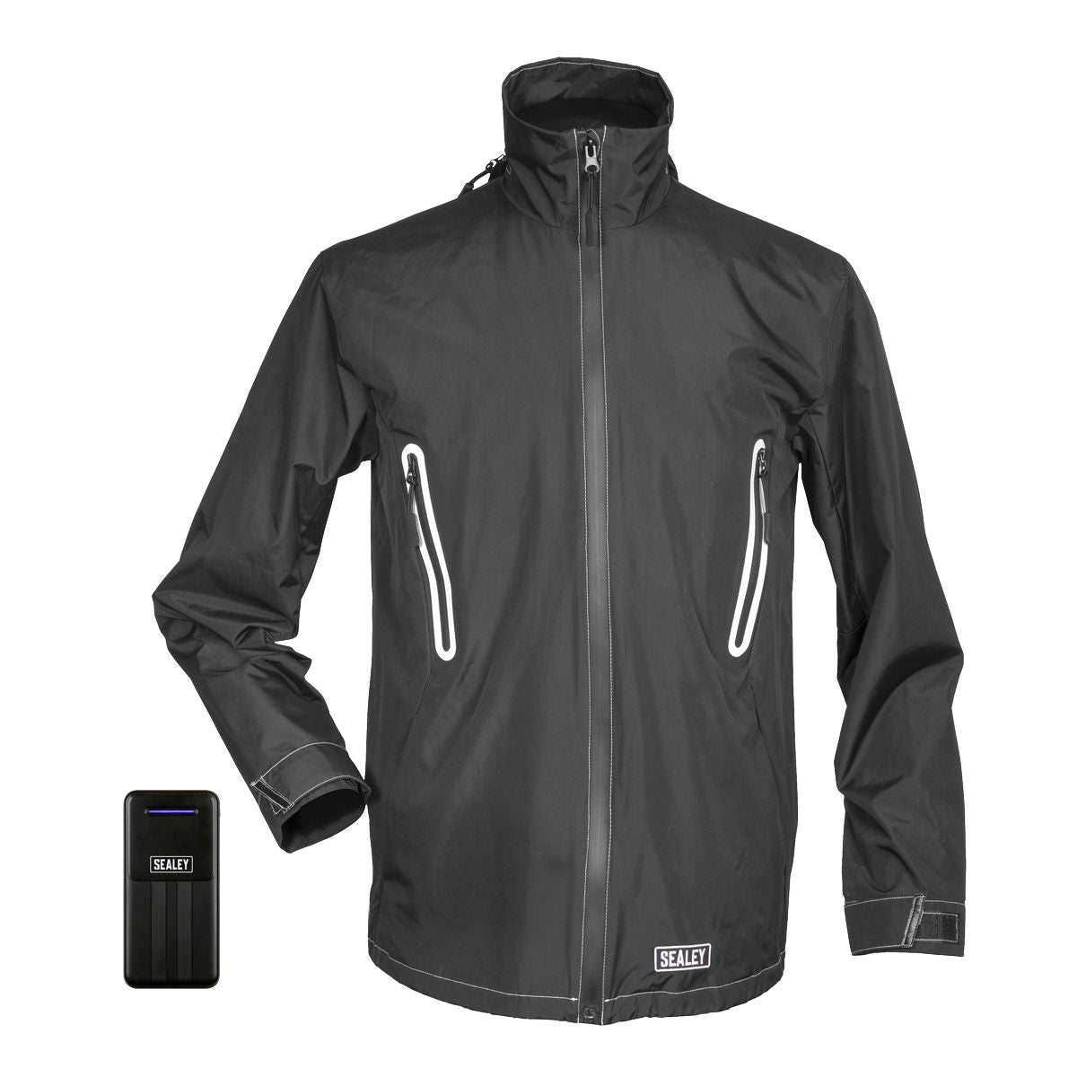 Sealey 5V Heated Rain Jacket with Power Bank 10Ah - Small - Image 1