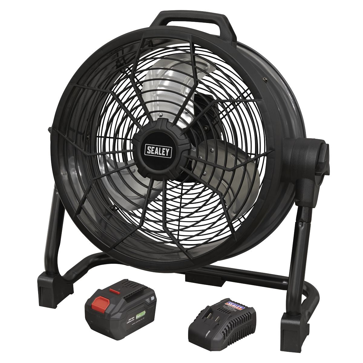 Sealey SV20 Series 16" 2-in-1 Cordless/Corded High Velocity Drum Fan Kit 20V - Image 1