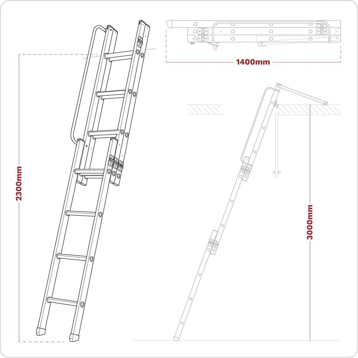 Sealey 3-Section Loft Ladder - BS 14975:2006 - Image 3