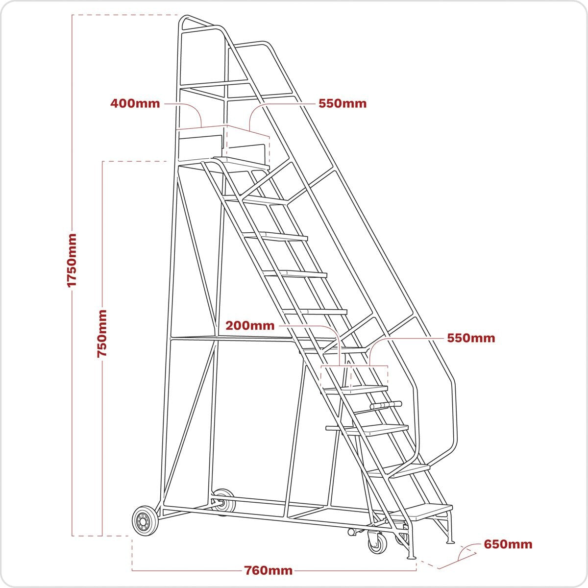 Sealey Mobile Safety Steps 3-Tread - Image 3