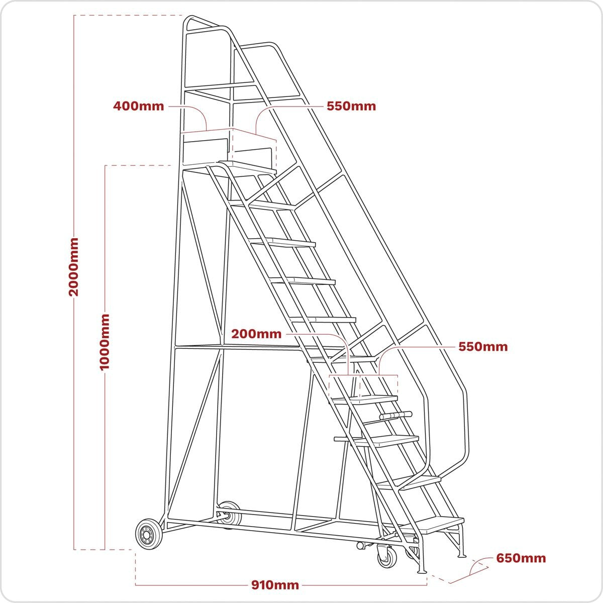 Sealey Mobile Safety Steps 4-Tread - Image 3