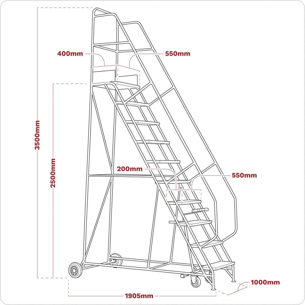 Sealey Mobile Safety Steps 10-Tread - Image 3