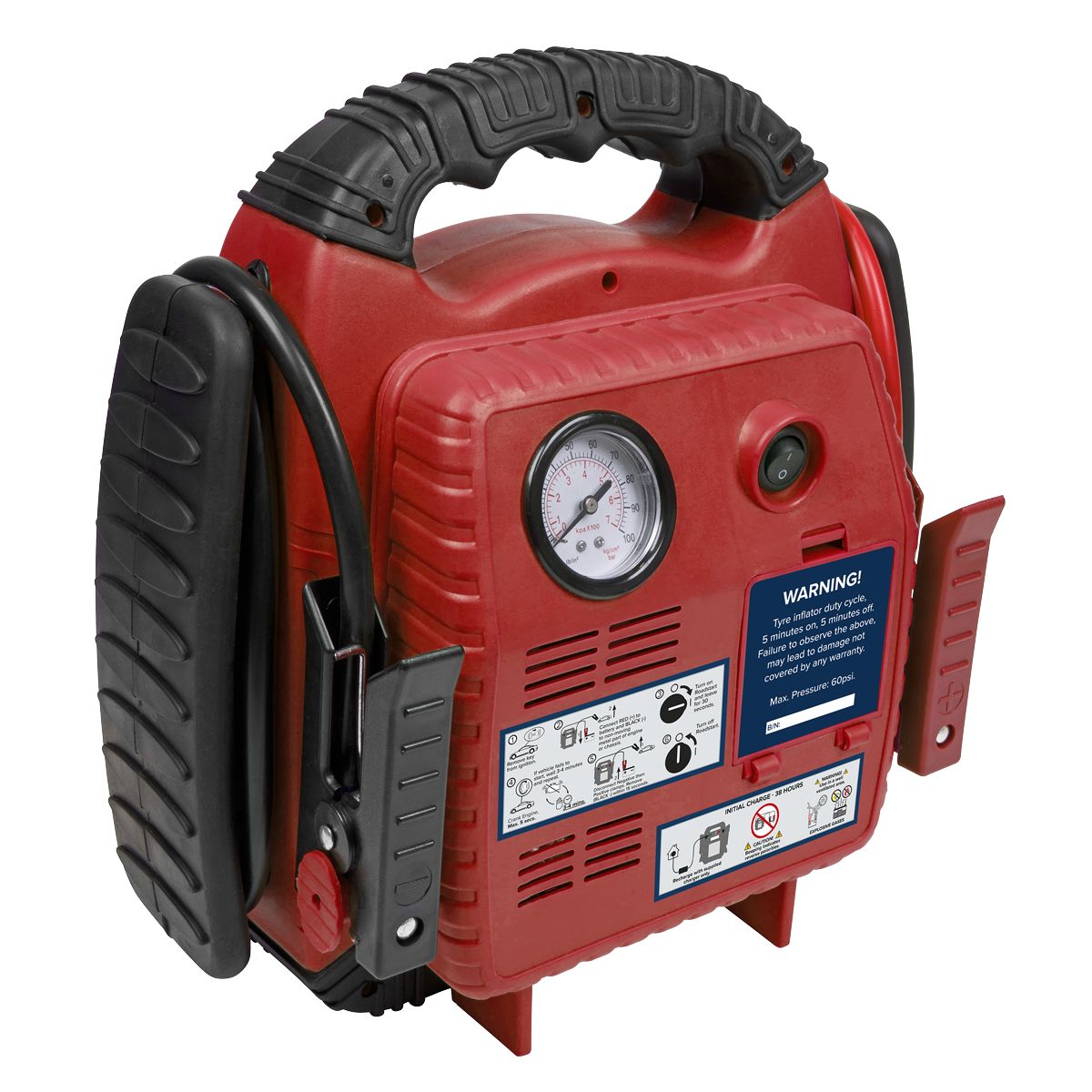 Sealey RoadStart 12V Emergency Jump Starter with Air Compressor 900 Peak Amps - Image 3