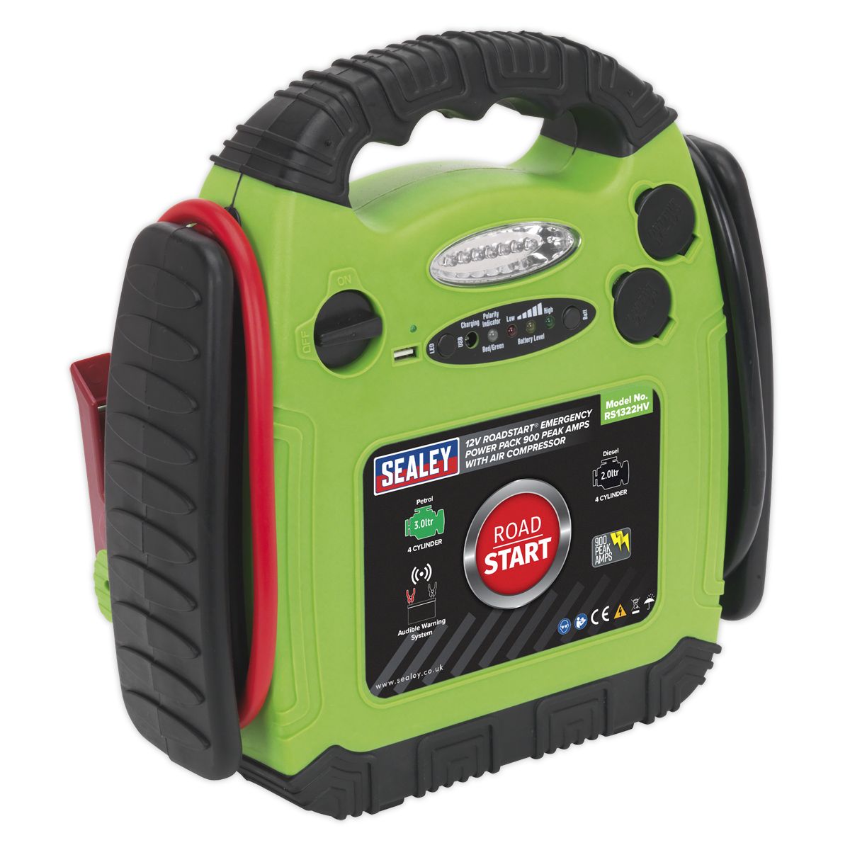 Sealey RoadStart 12V Emergency Jump Starter with Air Compressor 900 Peak Amps - Image 1