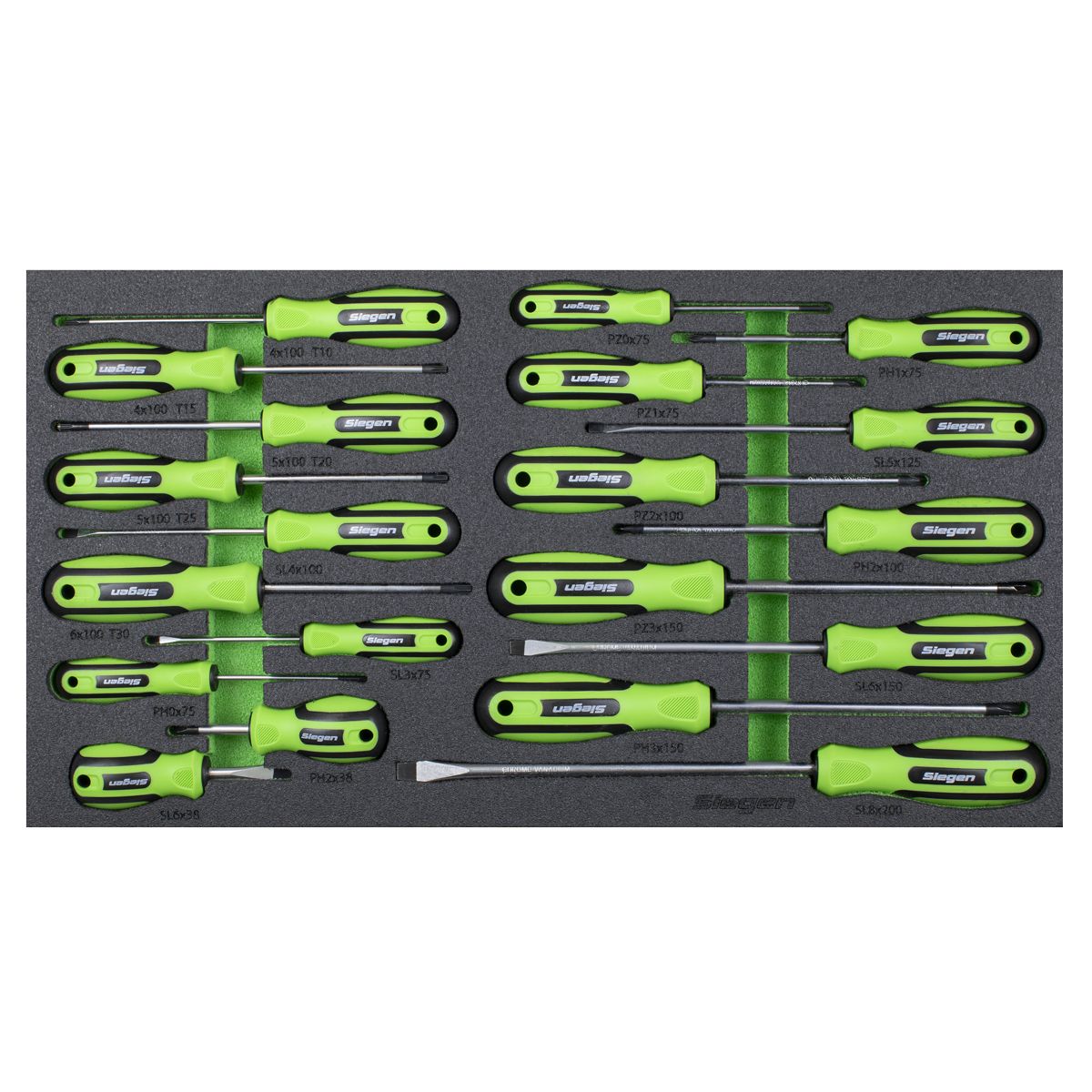 Sealey Siegen Screwdriver Set with Tool Tray 20pc - Image 2