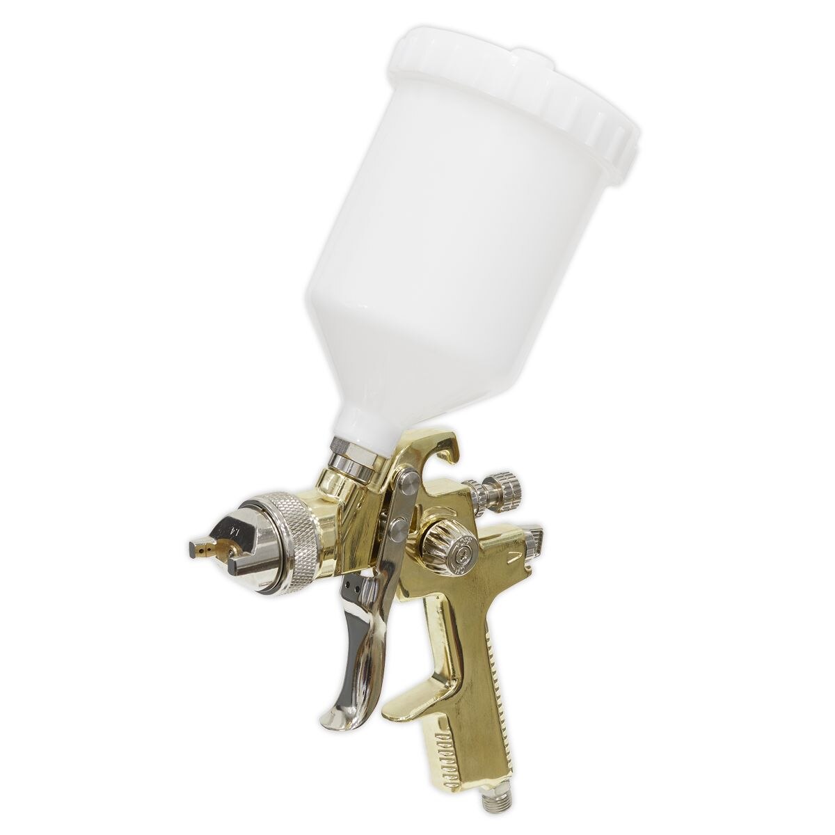 Sealey Gold Series Gravity Feed Spray Gun 1.4mm Set-Up - Image 1