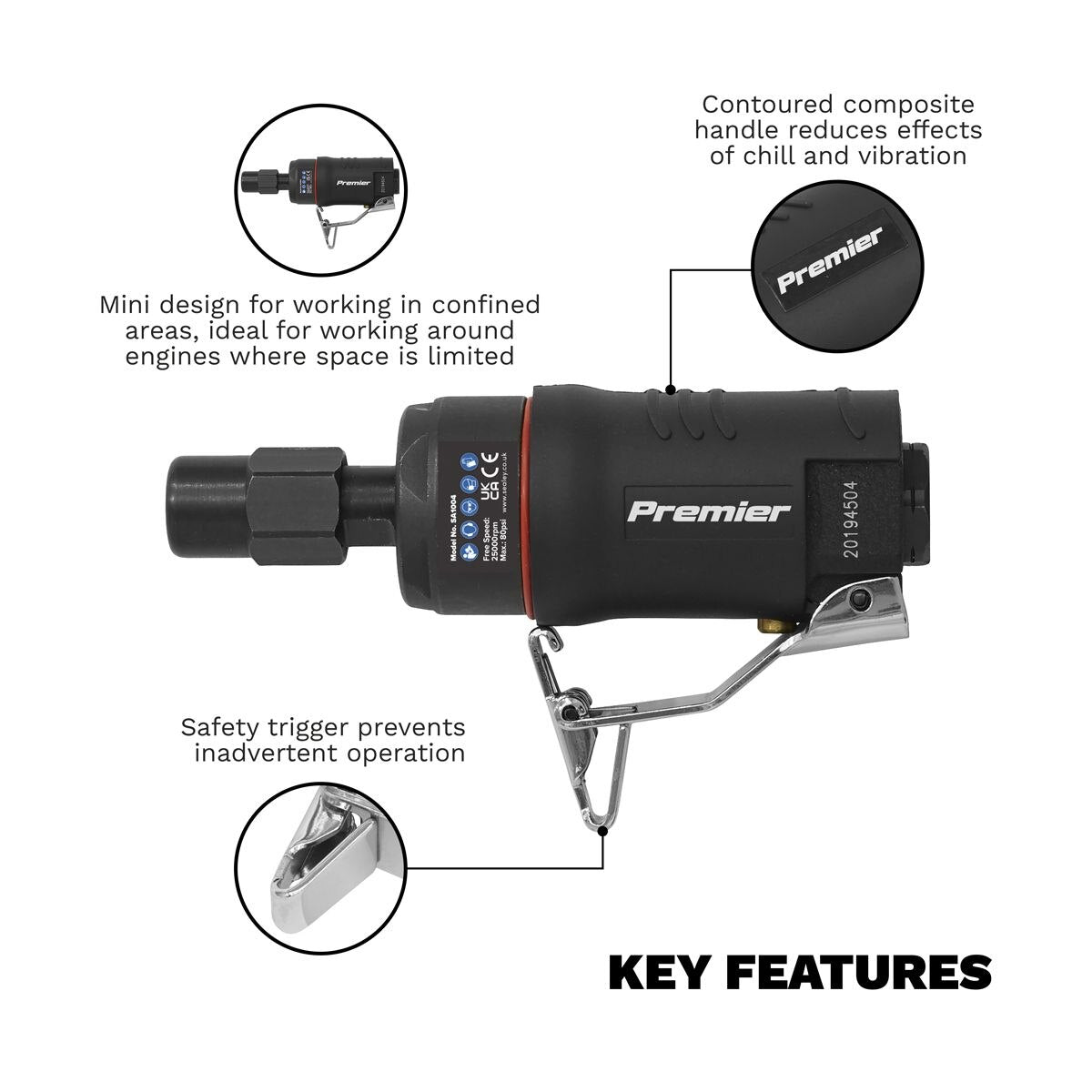 Sealey Premier Mini Air Die Grinder 6mm - Image 4