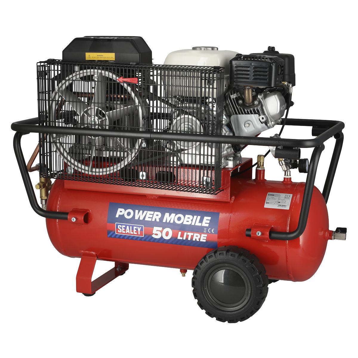 Sealey 50L Belt Drive Air Compressor with Petrol Engine 5.5hp - Image 1