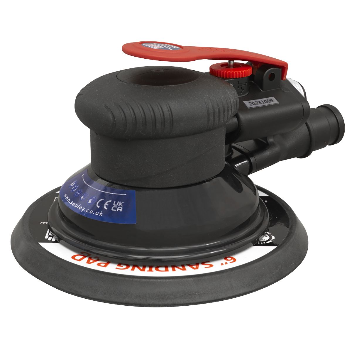 Sealey Premier Dust-Free Air Palm Orbital Sander 150mm - Image 1