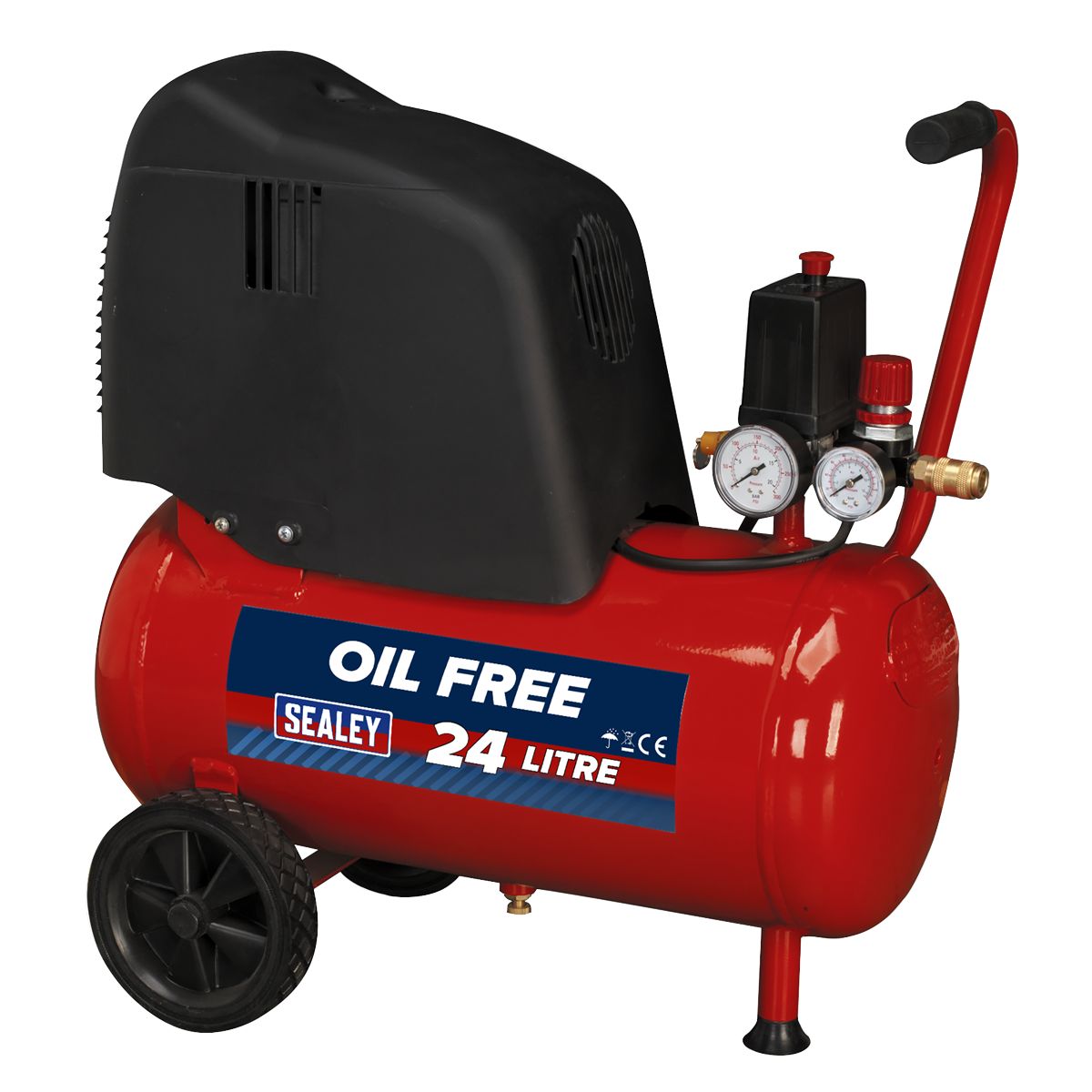 Sealey 24L Oil Free Belt Drive Air Compressor 1.5hp - Image 1