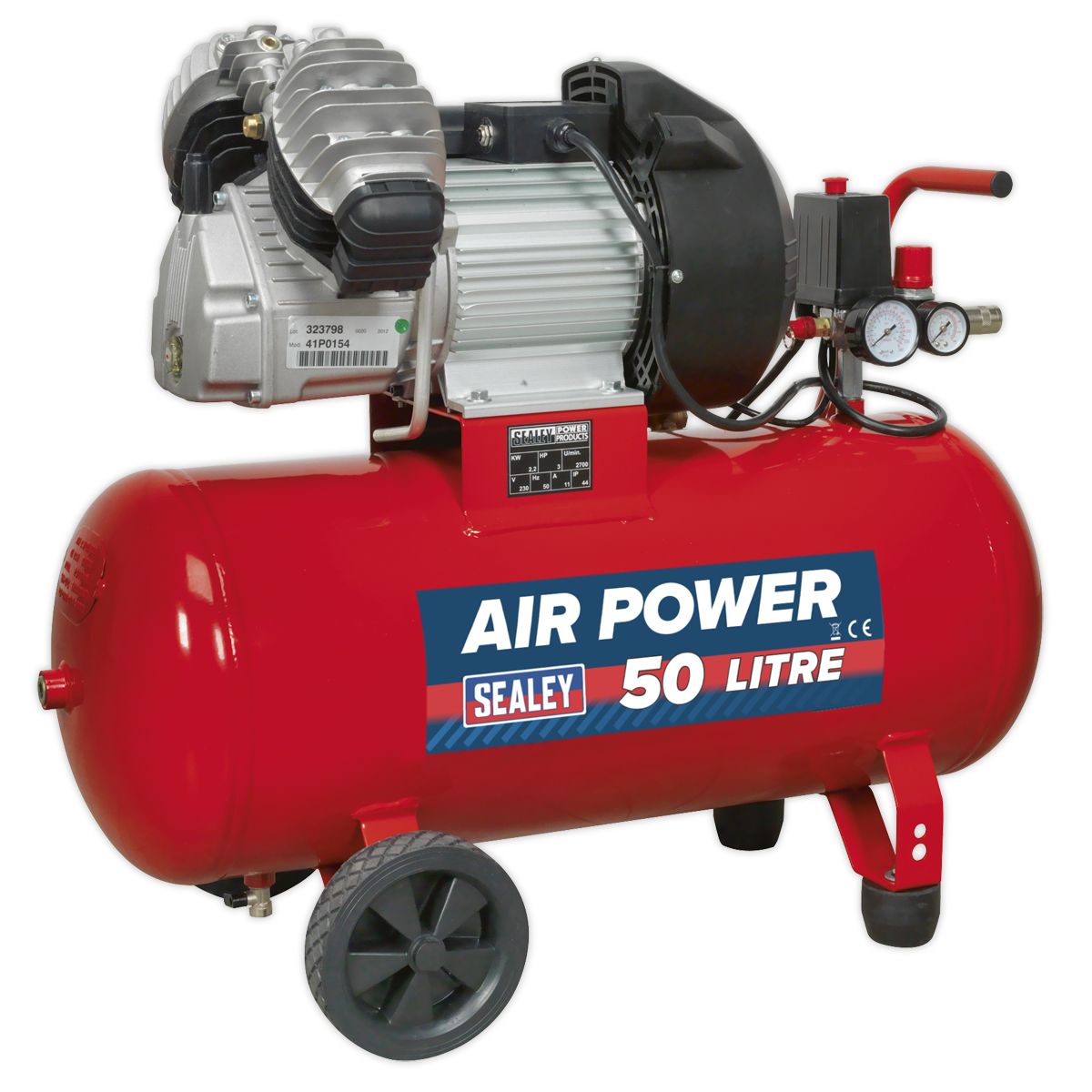 Sealey 50L V-Twin Direct Drive Air Compressor 3hp - Image 2