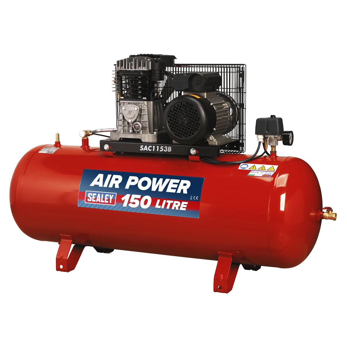 Sealey 150L Belt Drive Air Compressor with Cast Cylinders 3hp - Image 1