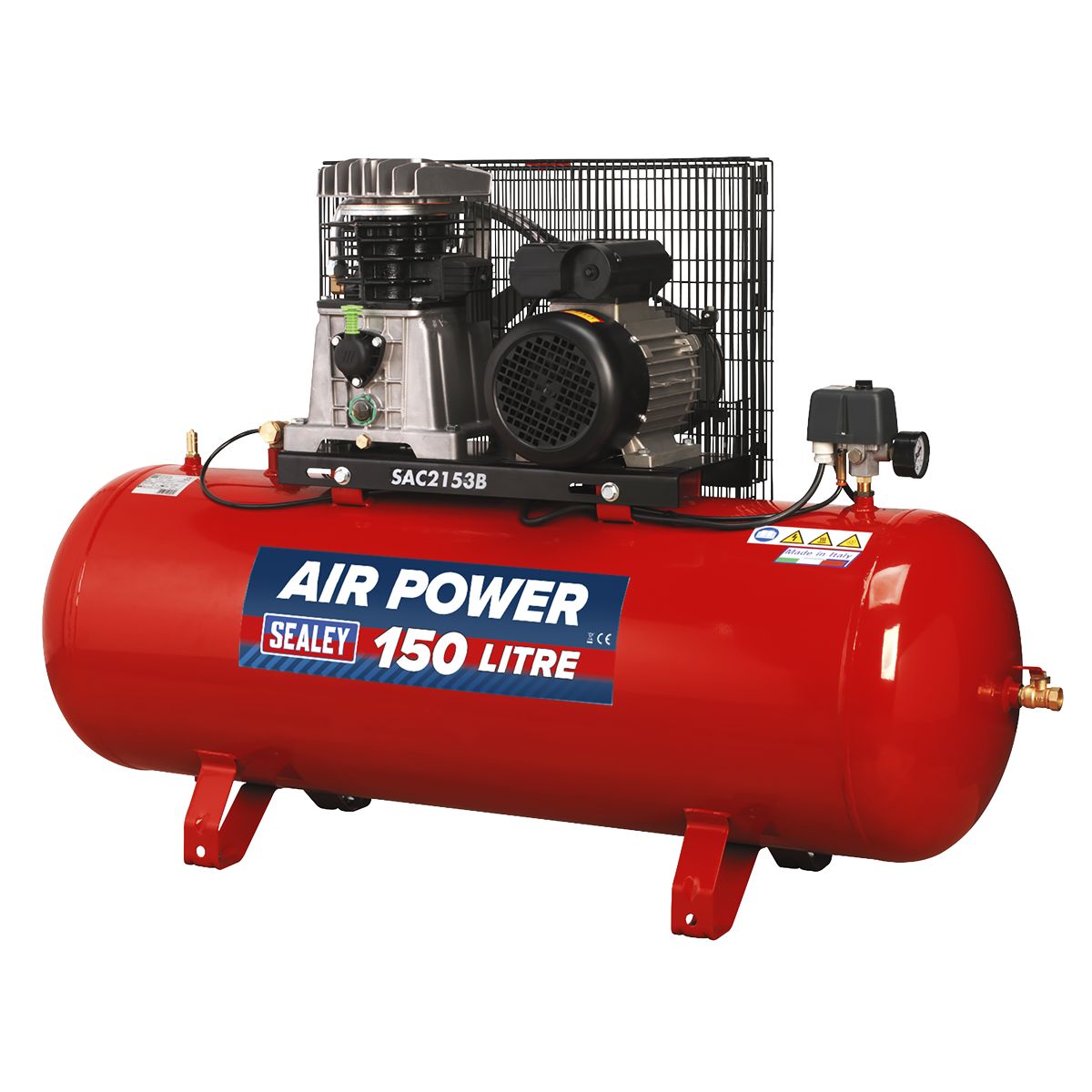 Sealey 150L Belt Drive Air Compressor with Cast Cylinders 3hp - Image 1