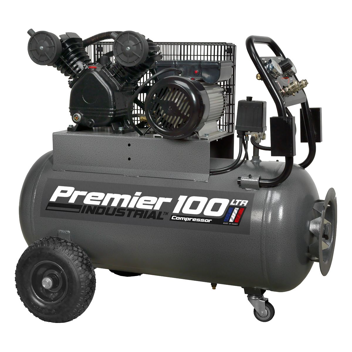 Sealey Premier 100L Belt Drive Air Compressor with Front Control Panel 3hp - Image 1