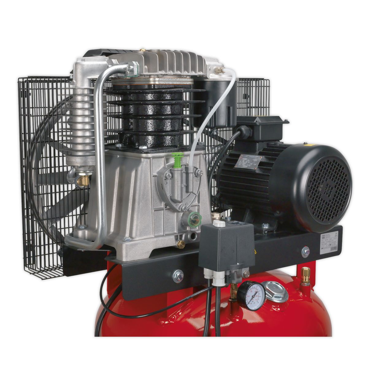 Sealey 270L Vertical Belt Drive Air Compressor with Cast Cylinders 7.5hp 3ph 2-Stage - Image 2