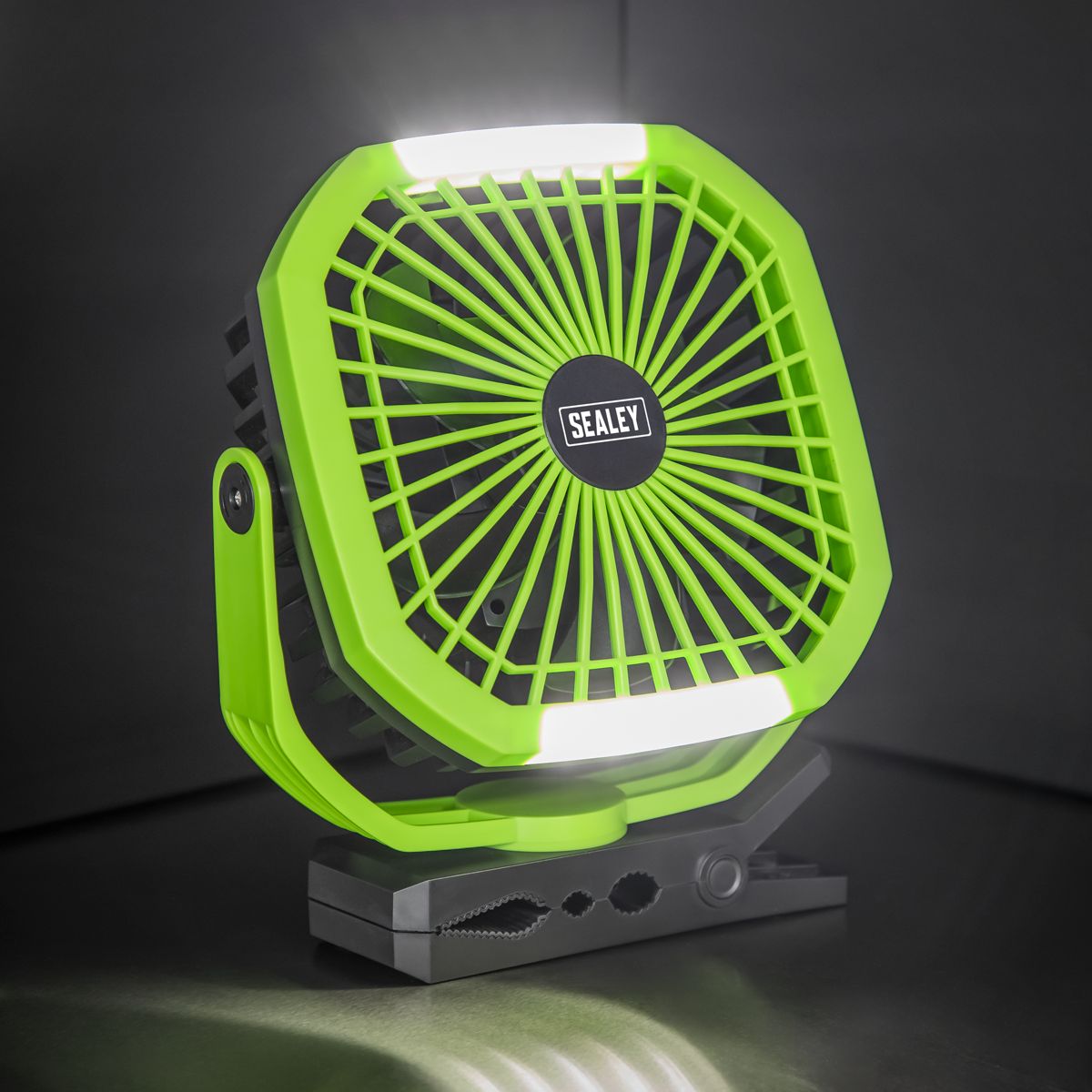 Sealey 4-Speed Portable Clip Fan with Worklight 8" - Image 2